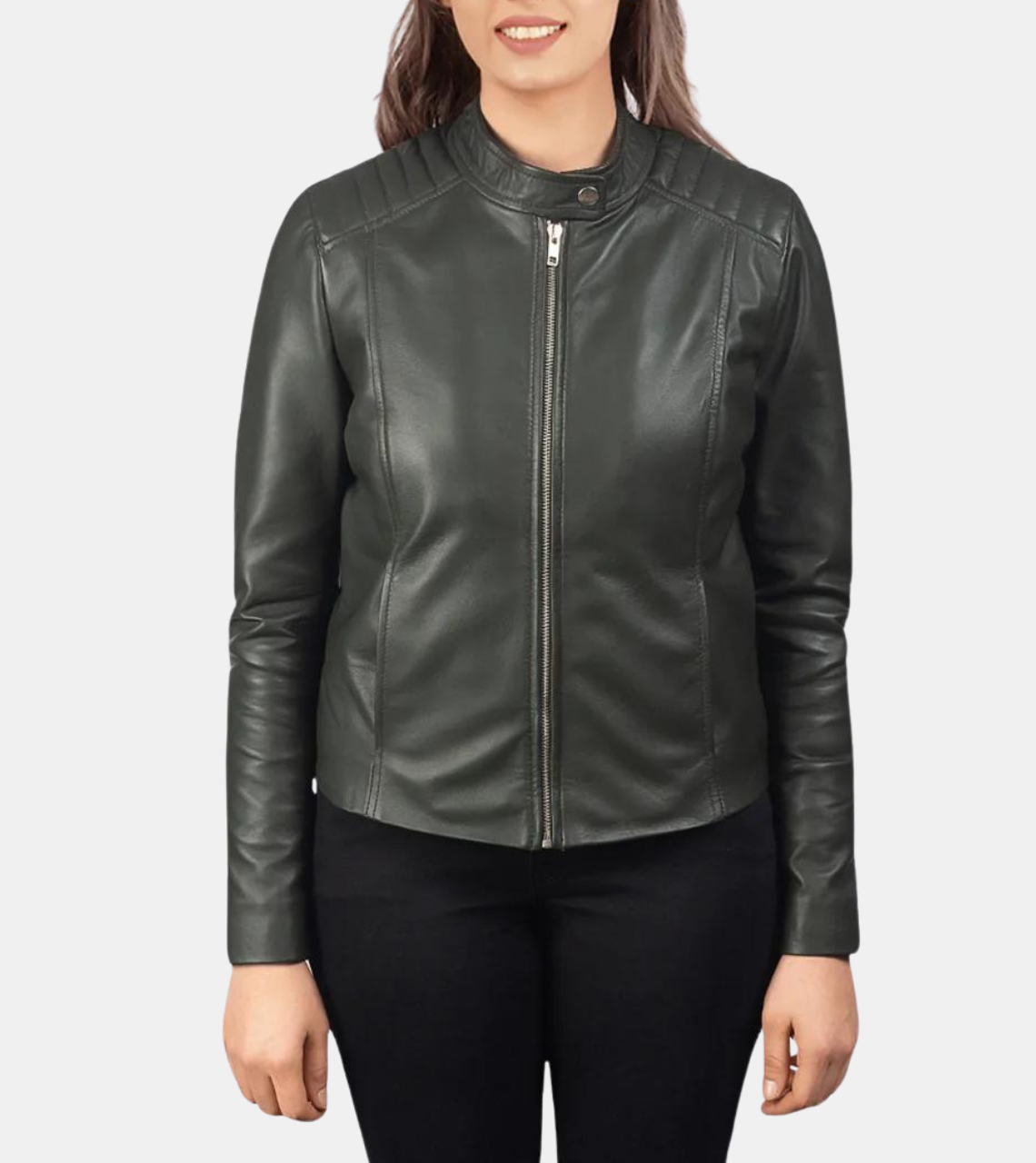 Laina Women's Green Quilted Leather Jacket