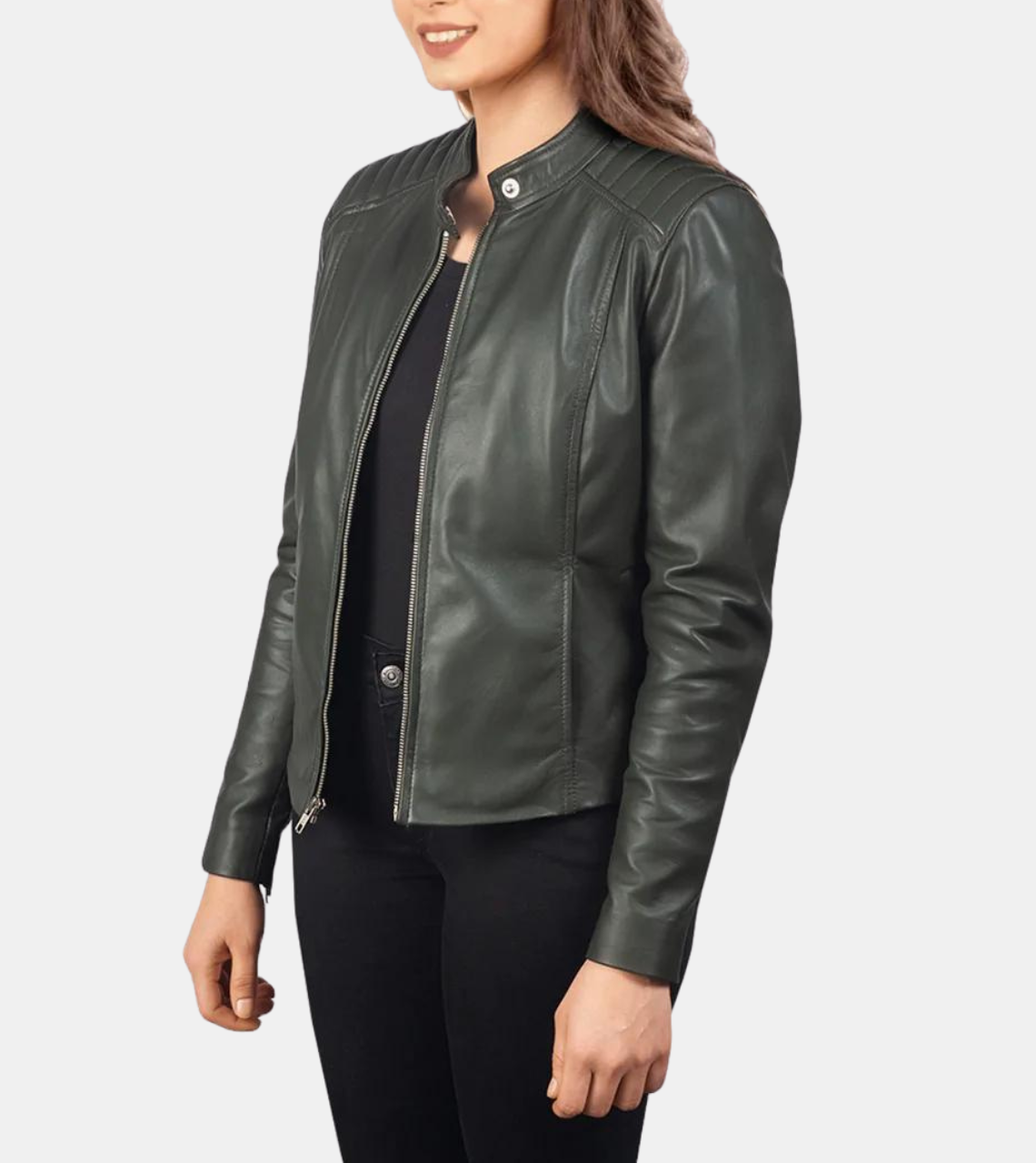 Laina Women's Green Quilted Leather Jacket