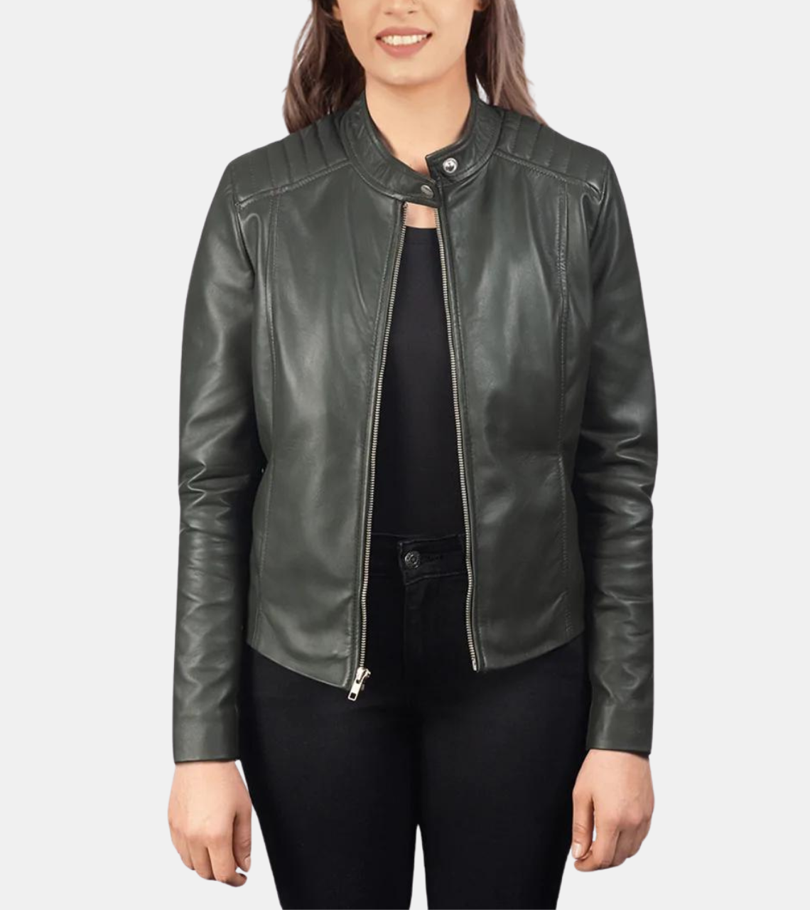 Laina Women's Green Quilted Leather Jacket