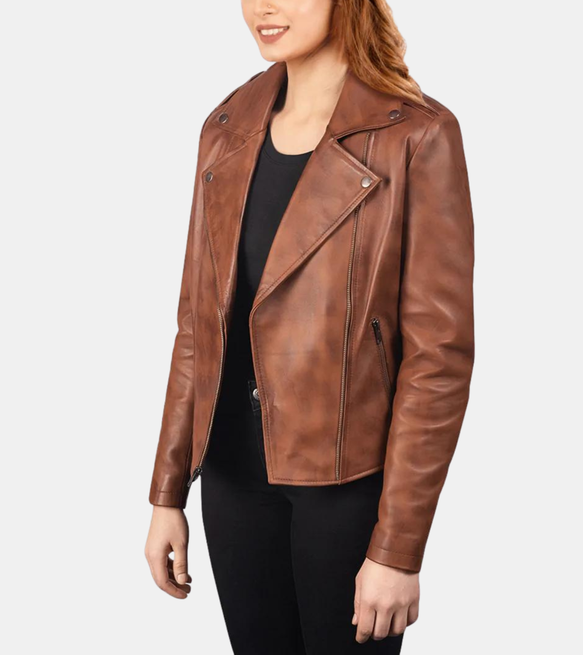 Clementine Women's Brown Rugged Leather Jacket