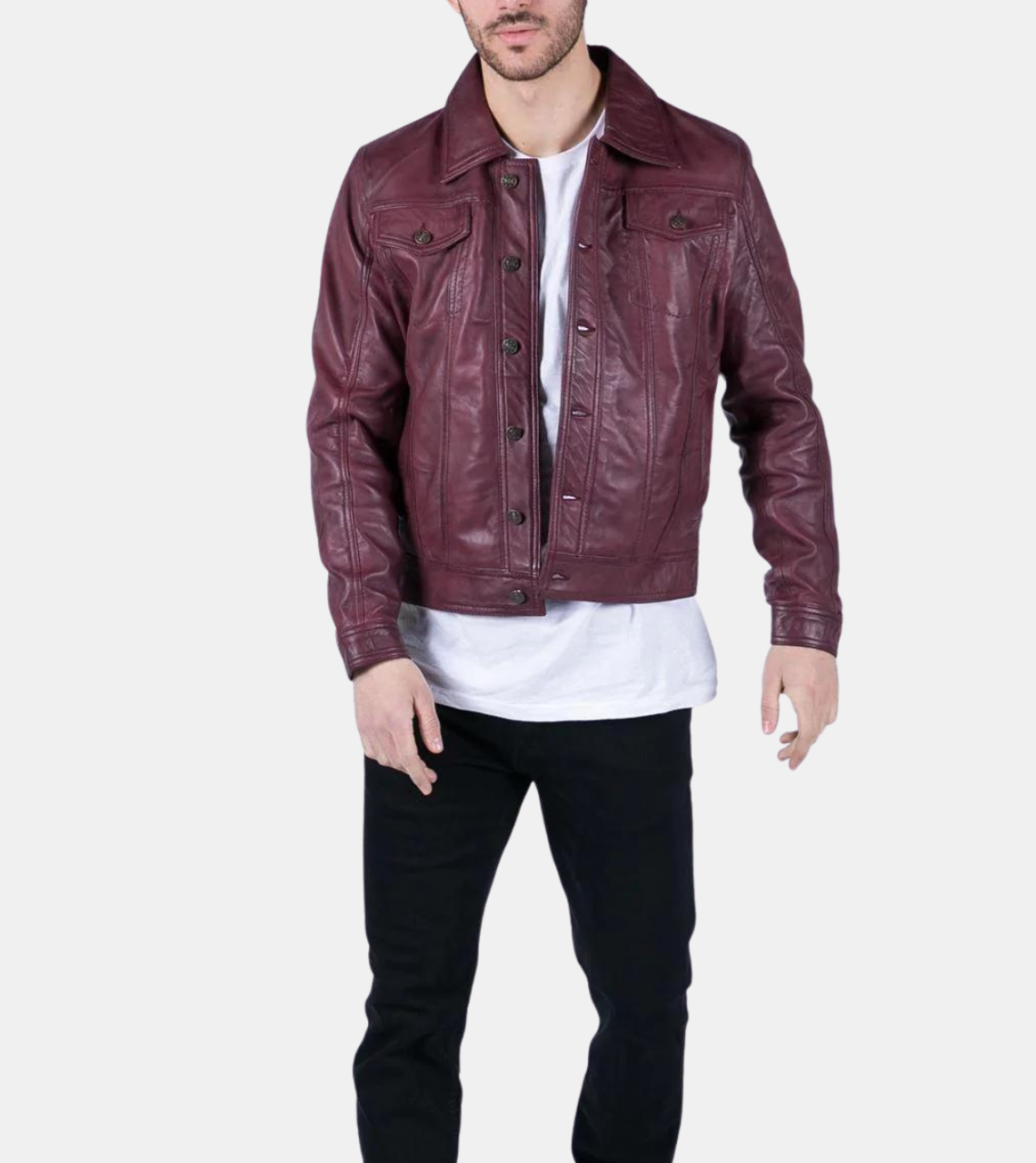 Grady Men's Plum Red Leather Jacket