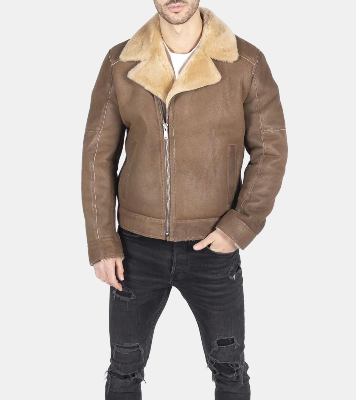 Men's Bronze Shearling Leather jacket 