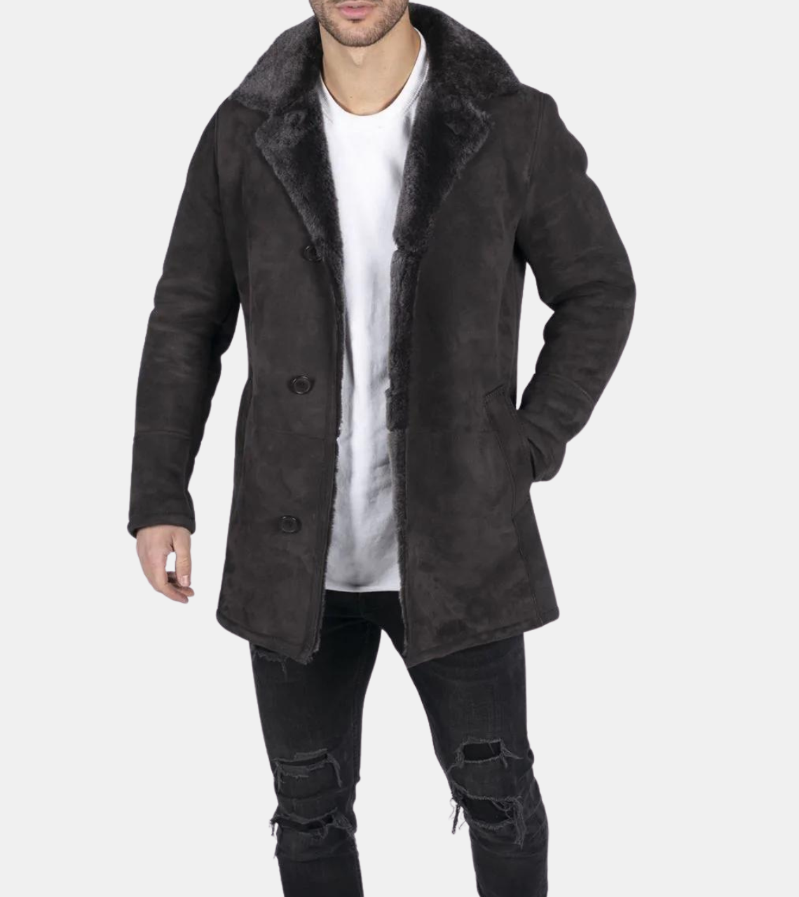  Bronte Men's Brown Shearling Leather Coat 