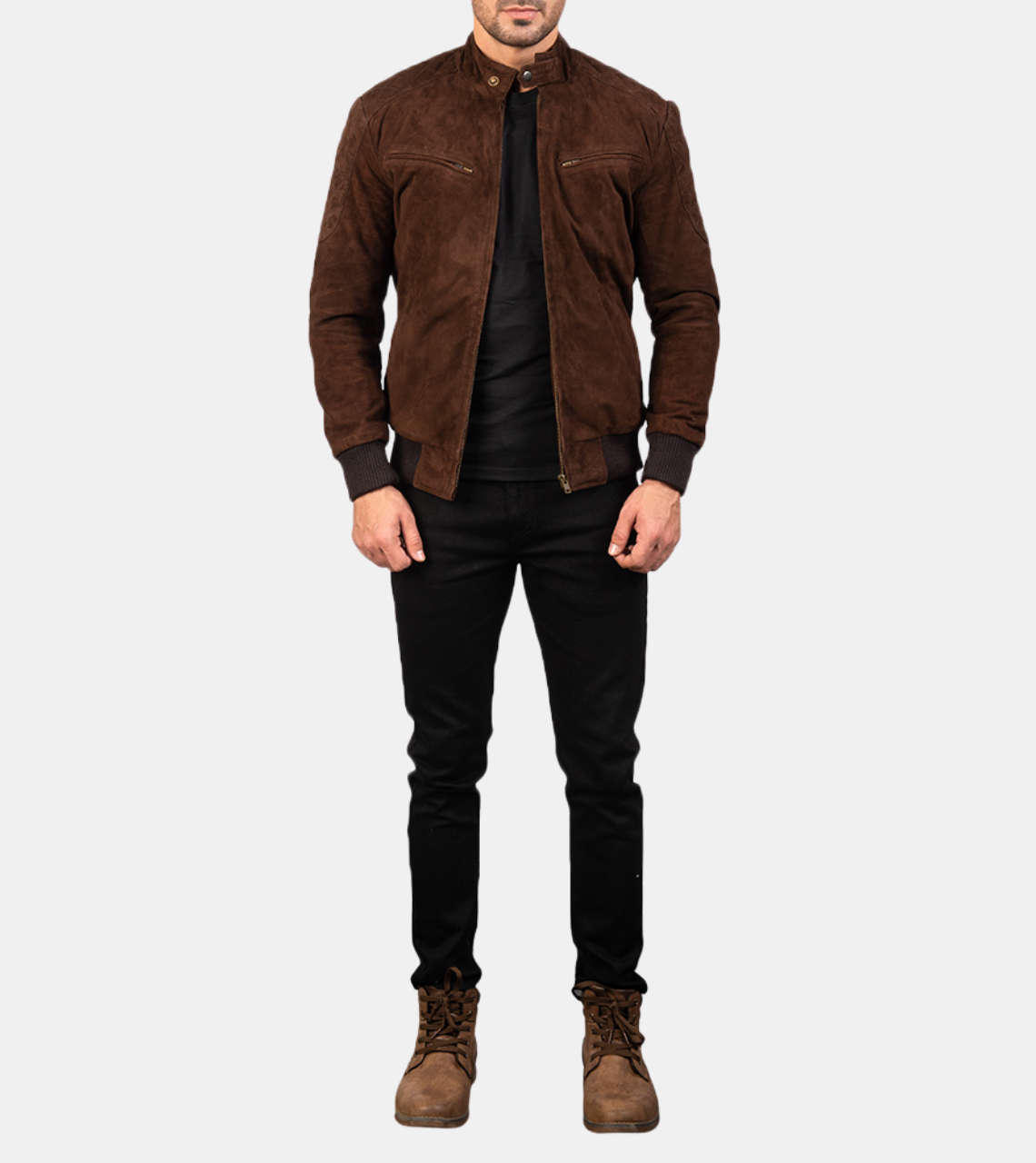 Men's Brown Bomber Suede Leather Jacket