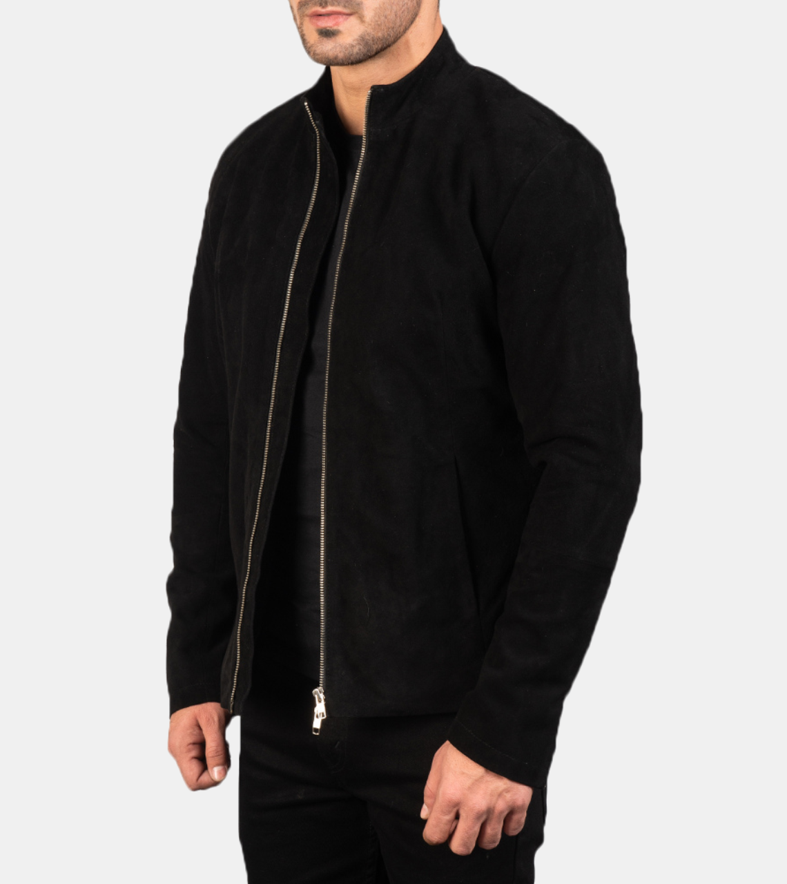  Walsh Black Suede Leather Jacket For Men's