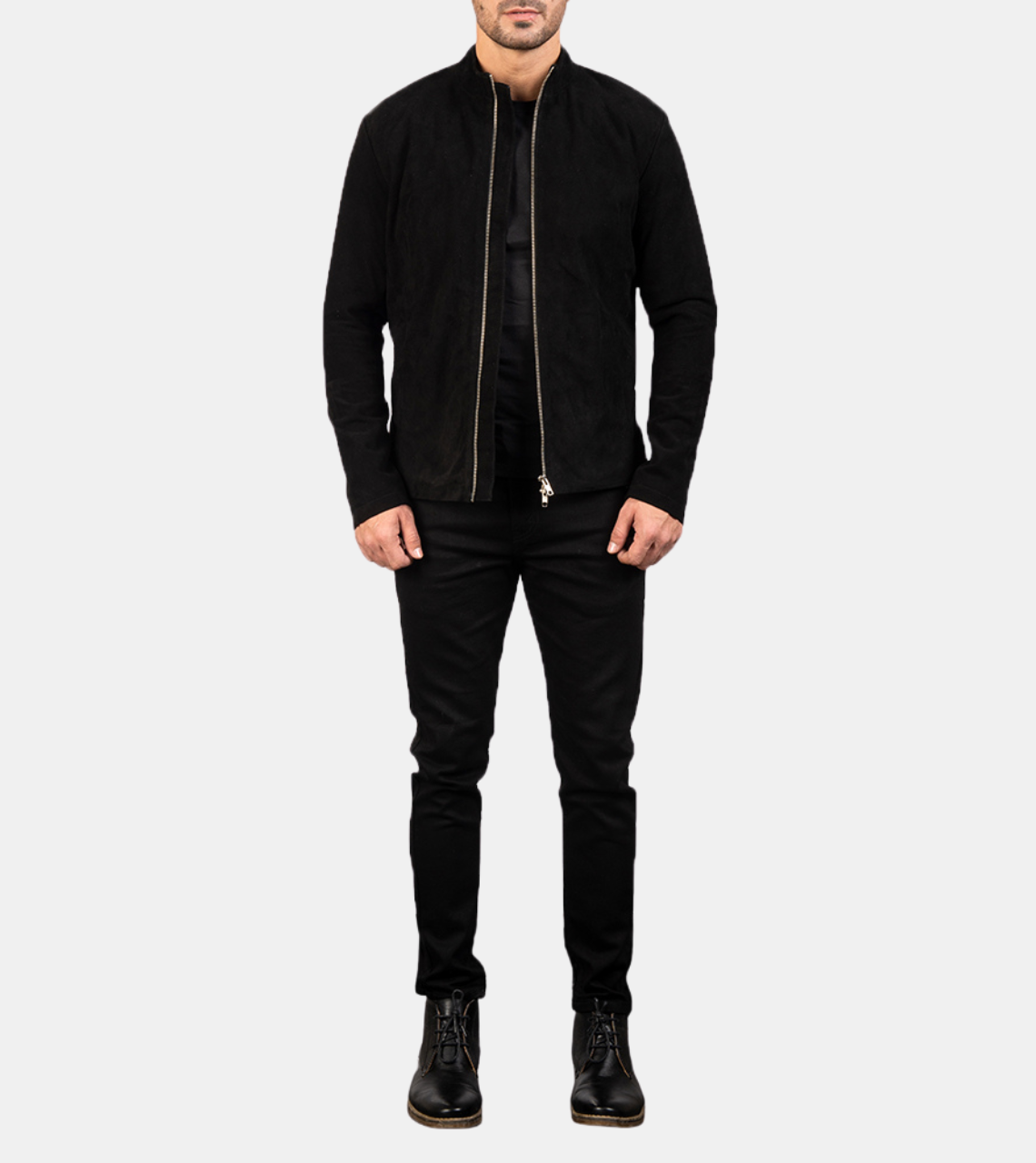 Men's Black Suede Leather Jacket 