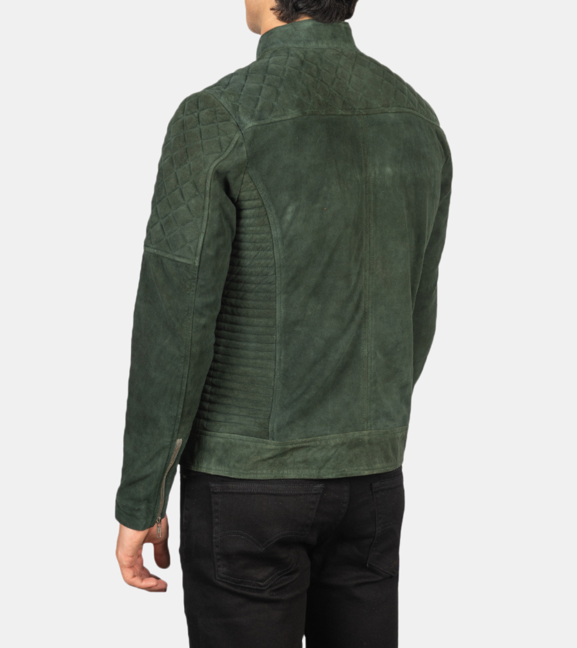 Lazarus Men's Green Quilted Suede Leather Jacket