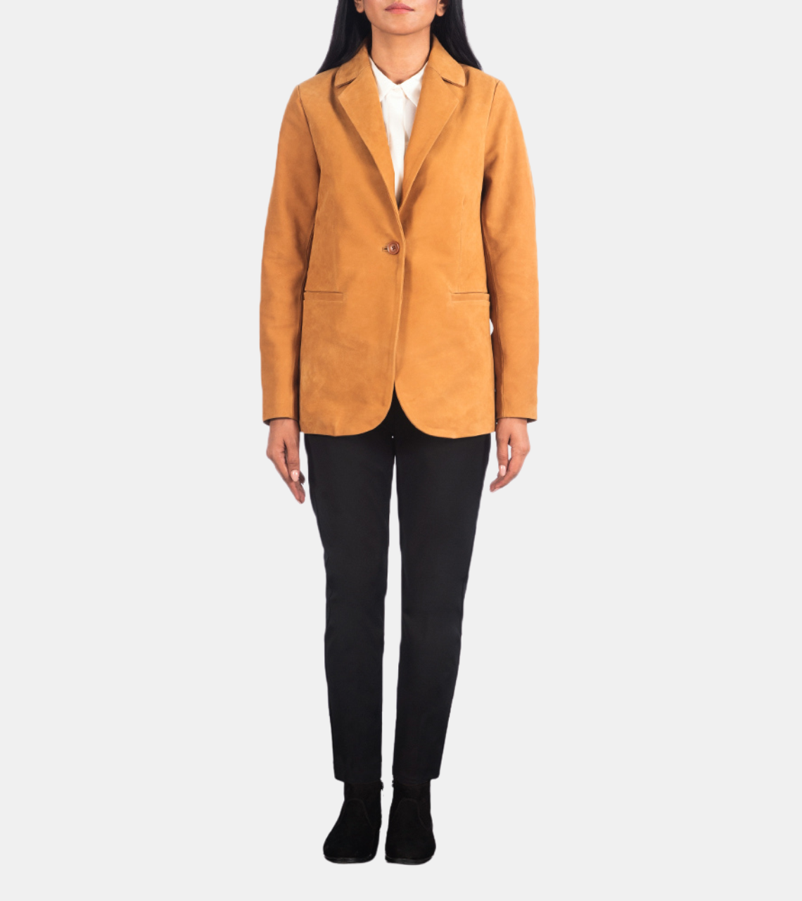 Women's Yellow Suede Leather Blazer