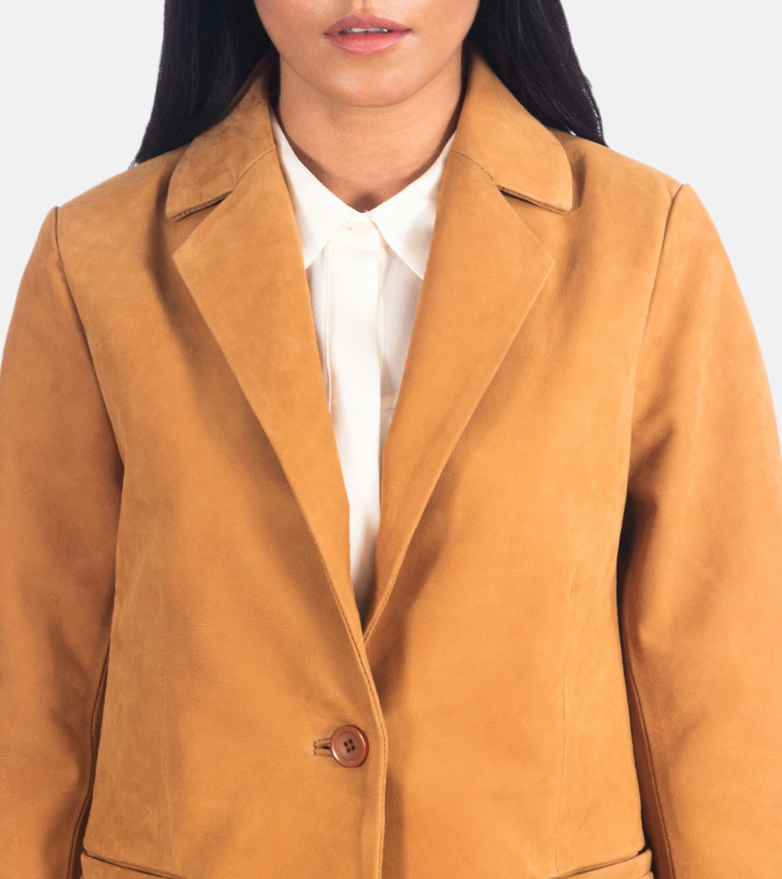 Elowynth Yellow Suede Leather Blazer For Women's