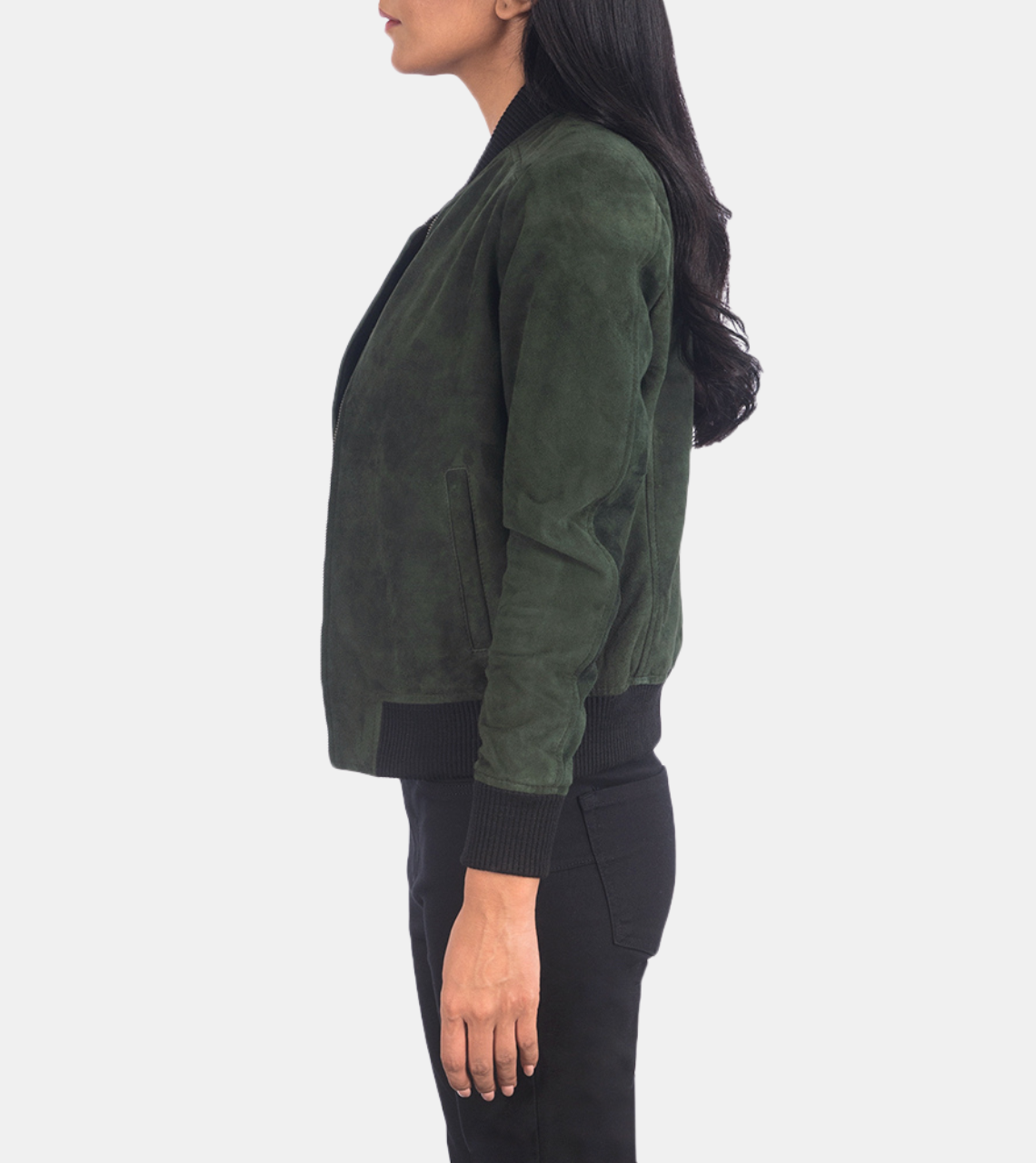  Wixhia Mint Suede Bomber Leather Jacket For Women's 