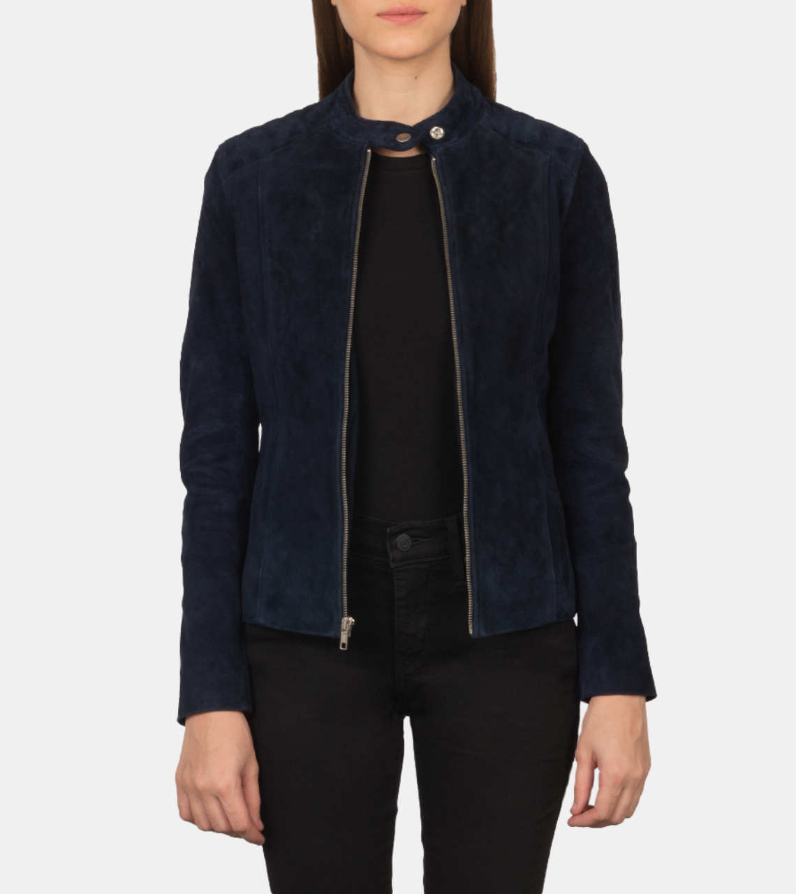 Vixra Women's Blue Suede Leather Jacket