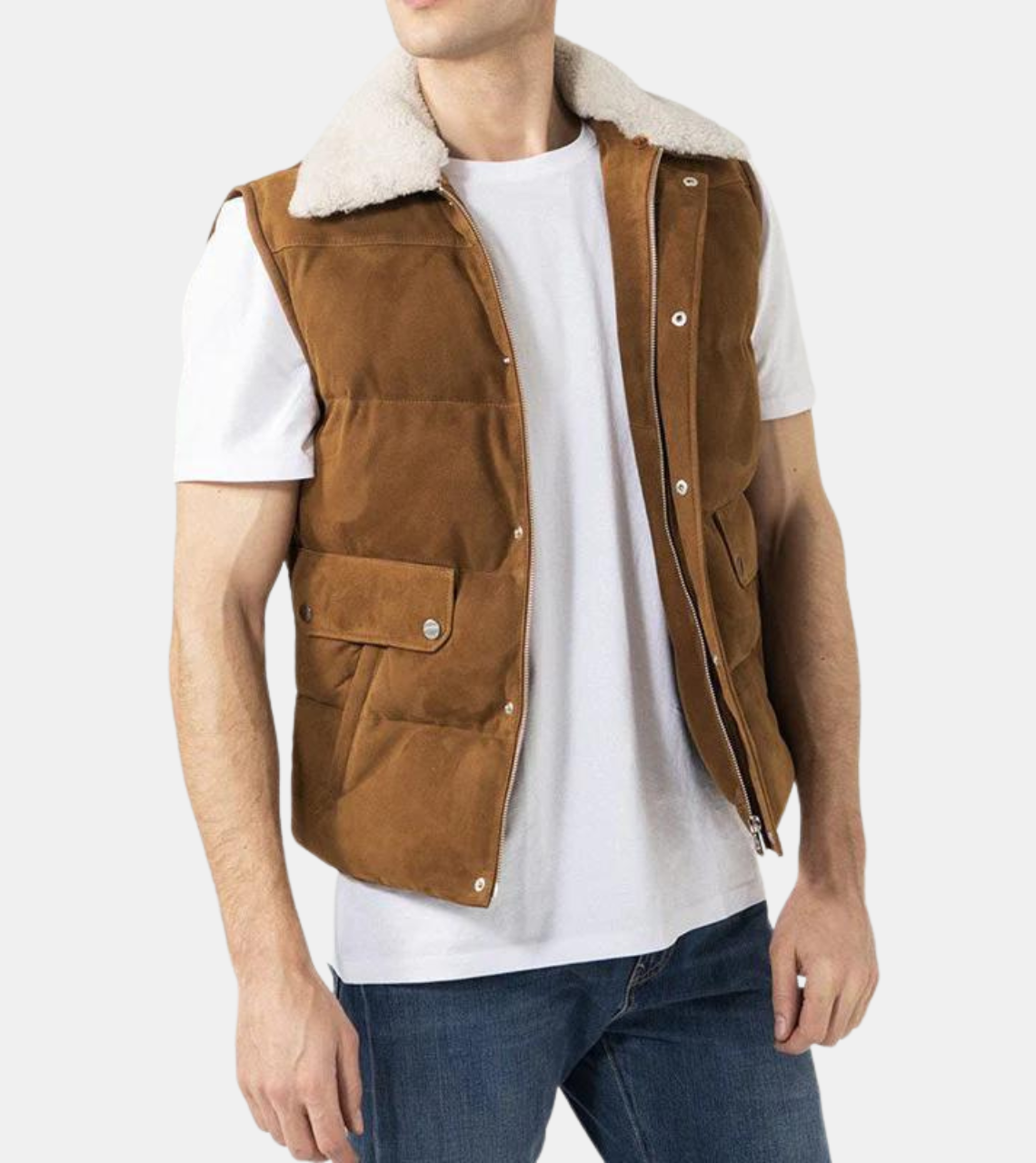 Minette Men's Brown Suede Leather Vest