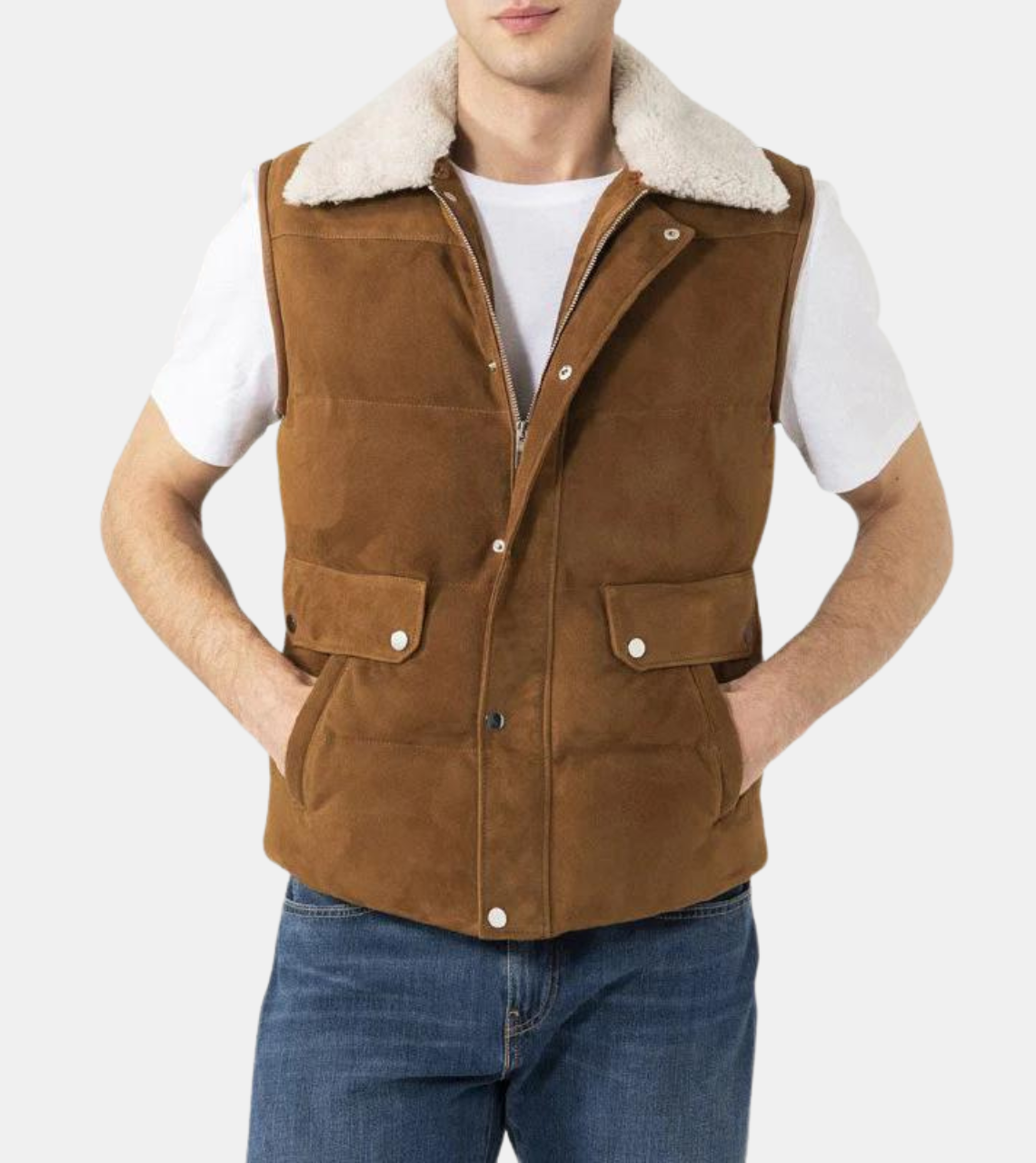 Minette Men's Brown Suede Leather Vest