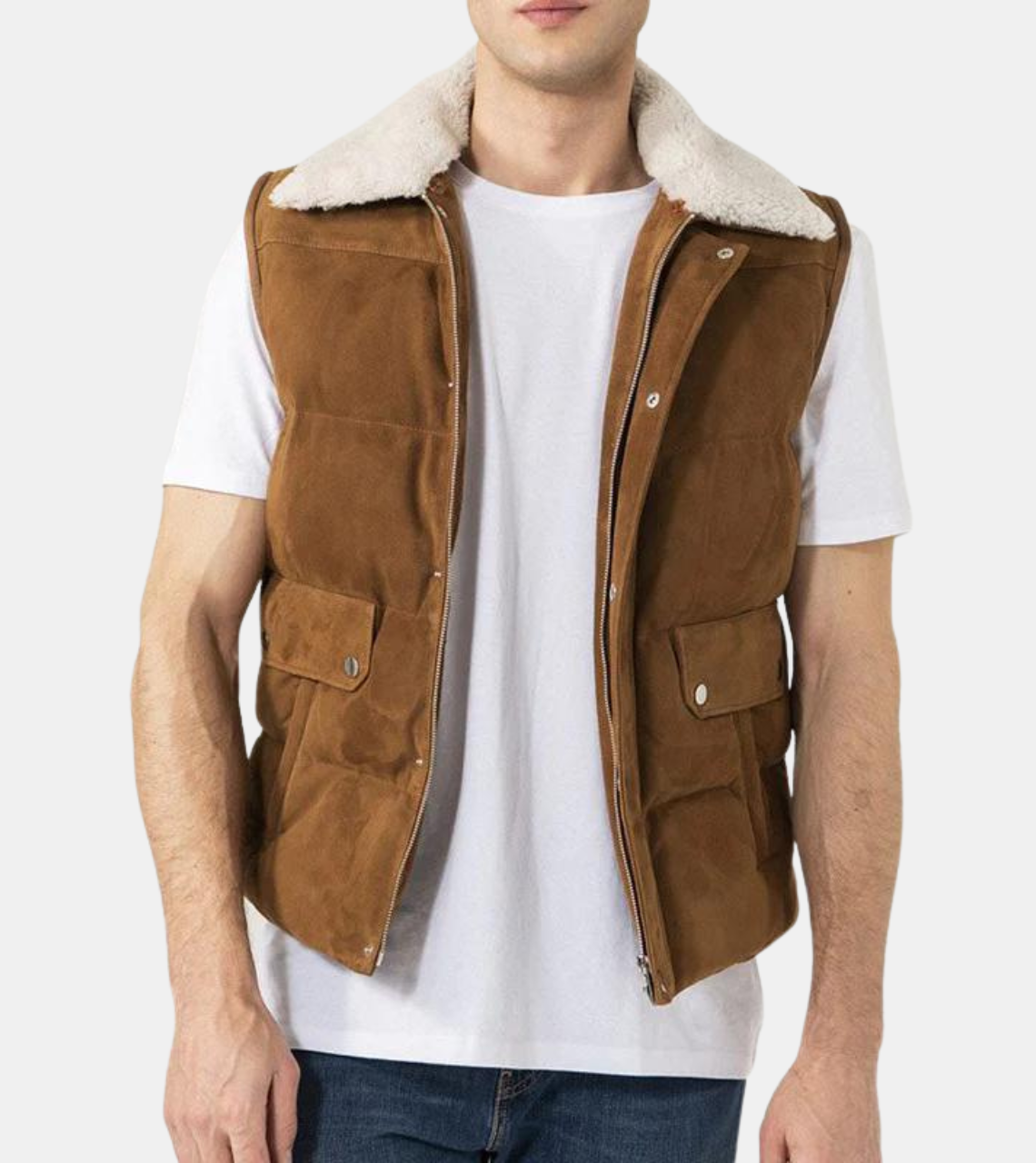 Minette Men's Brown Suede Leather Vest