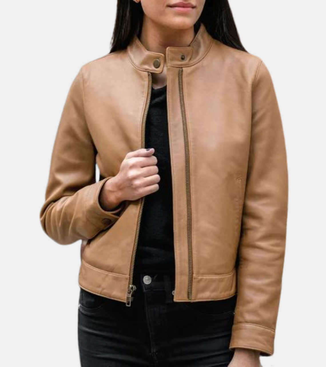 Sierra Women's Tan Beige Leather Jacket