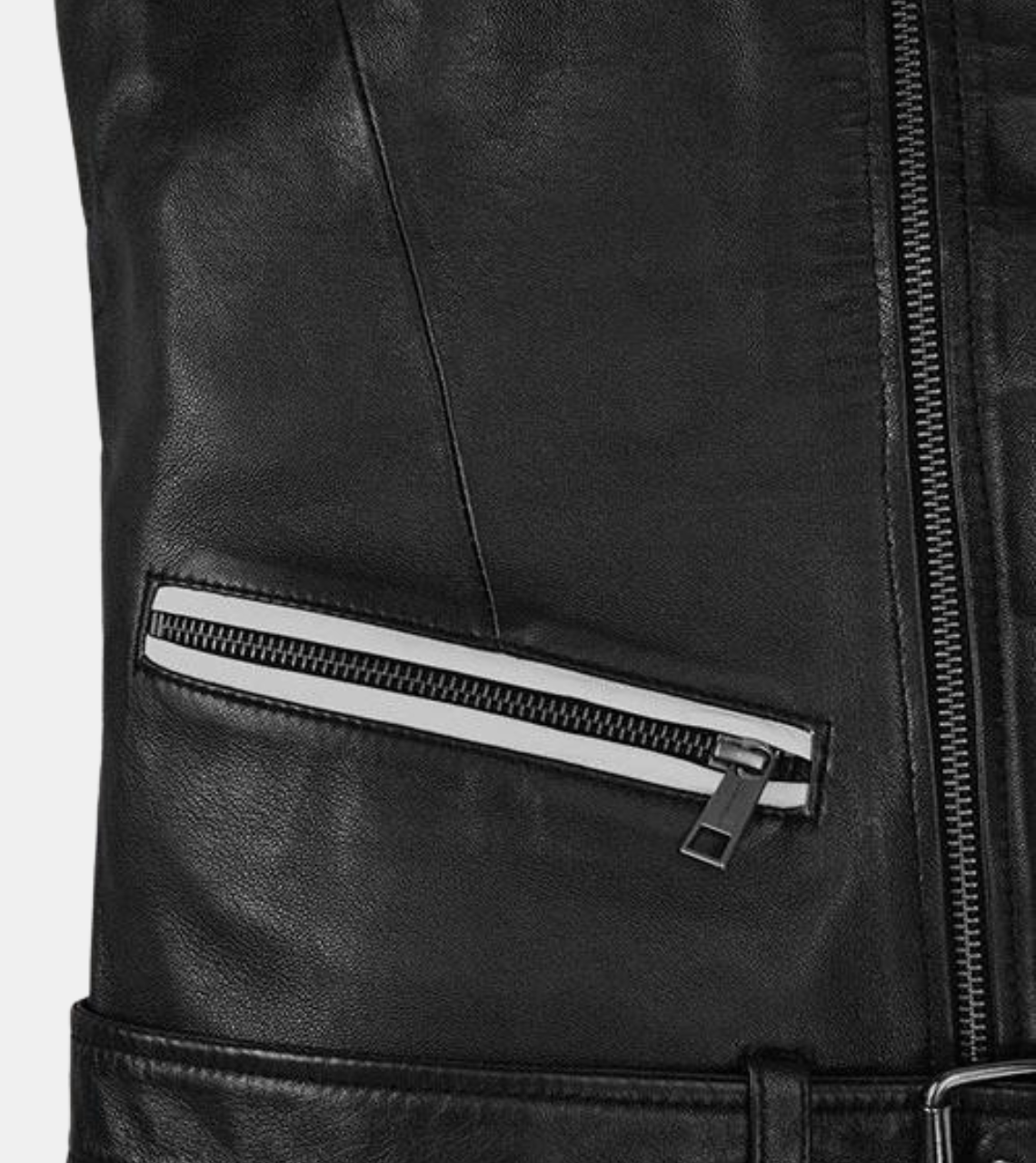  Jethro Men's Black Leather Vest Pocket