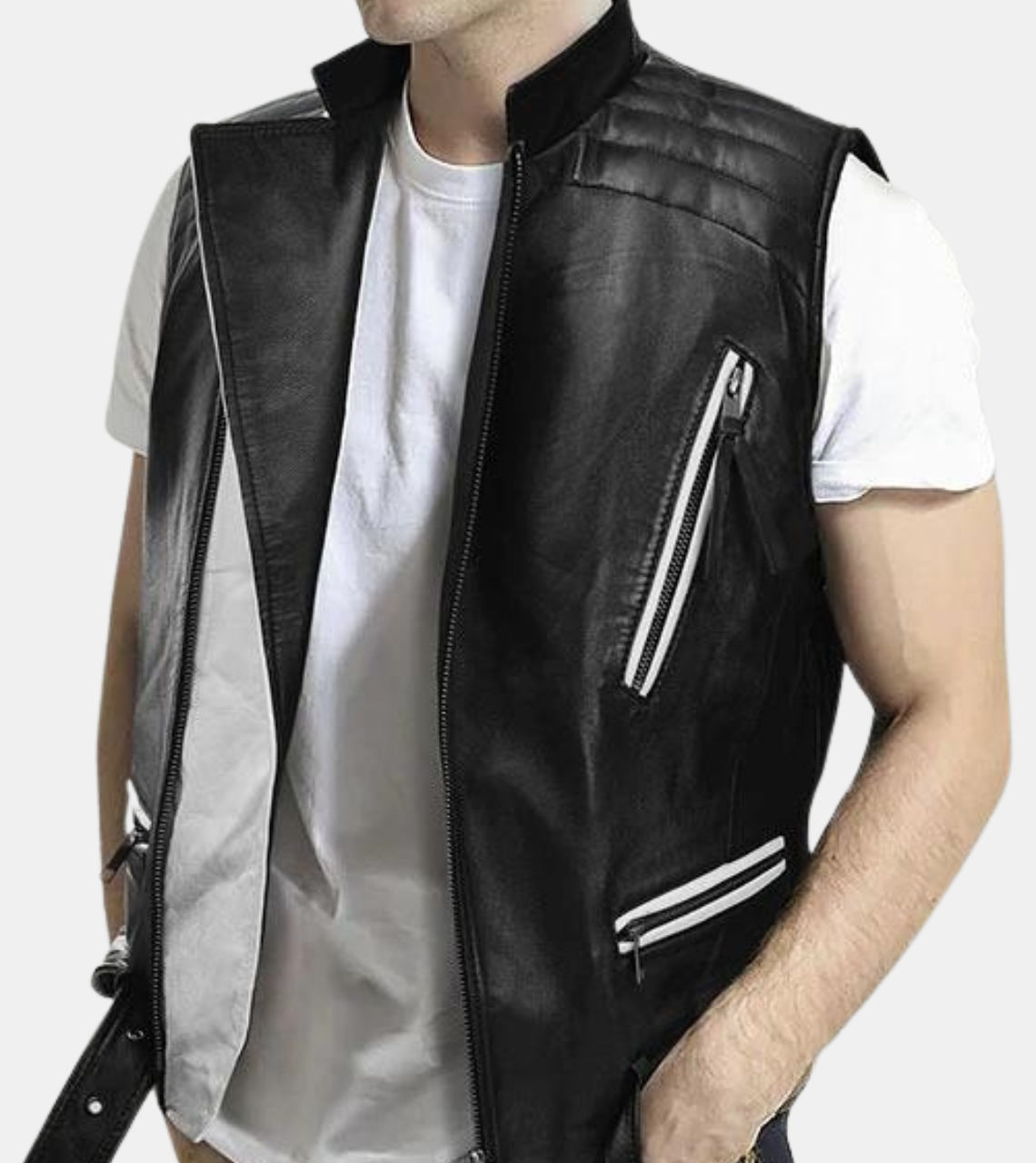  Jethro Men's Black Leather Vest 