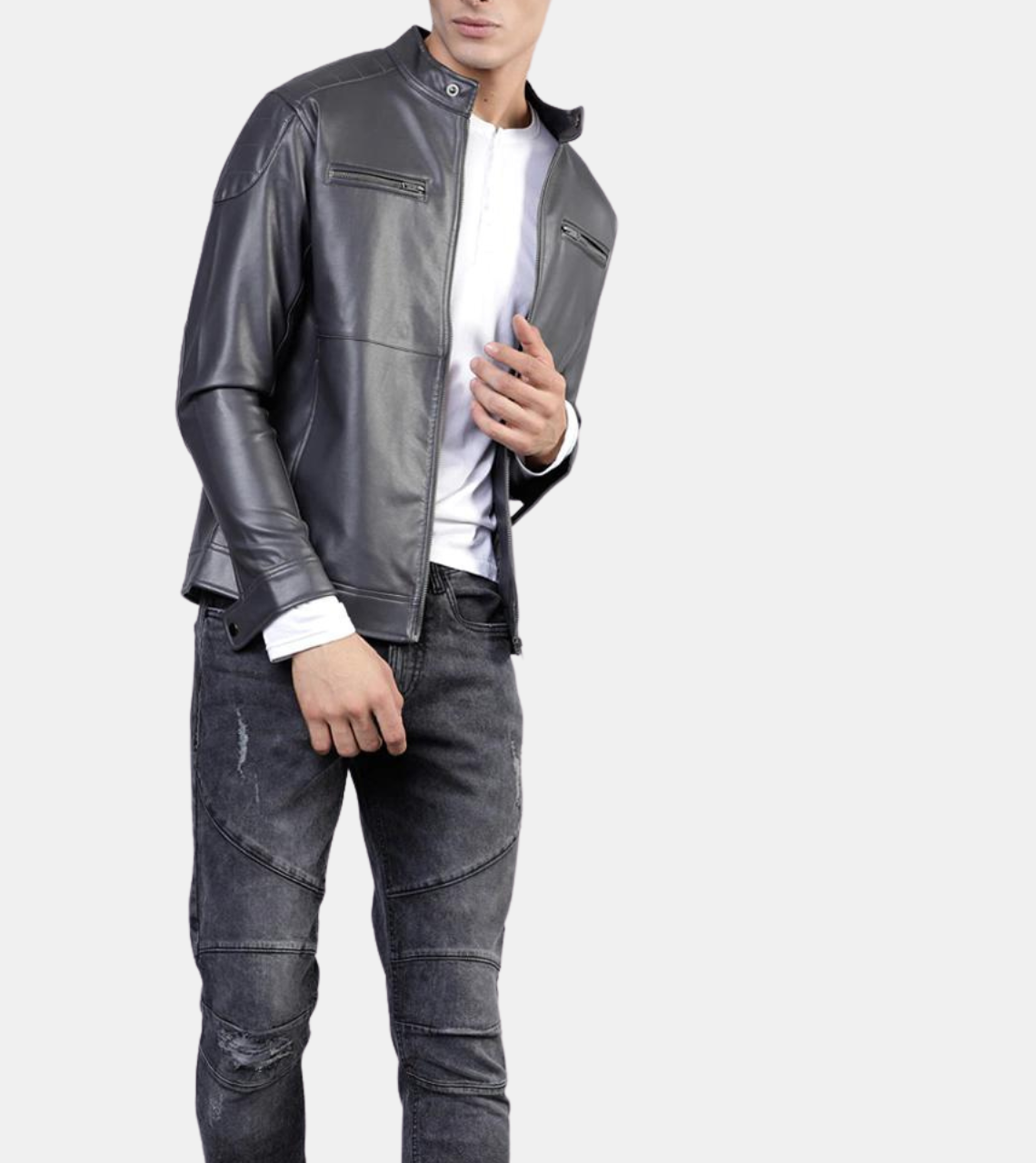  Coal Grey Leather Jacket 