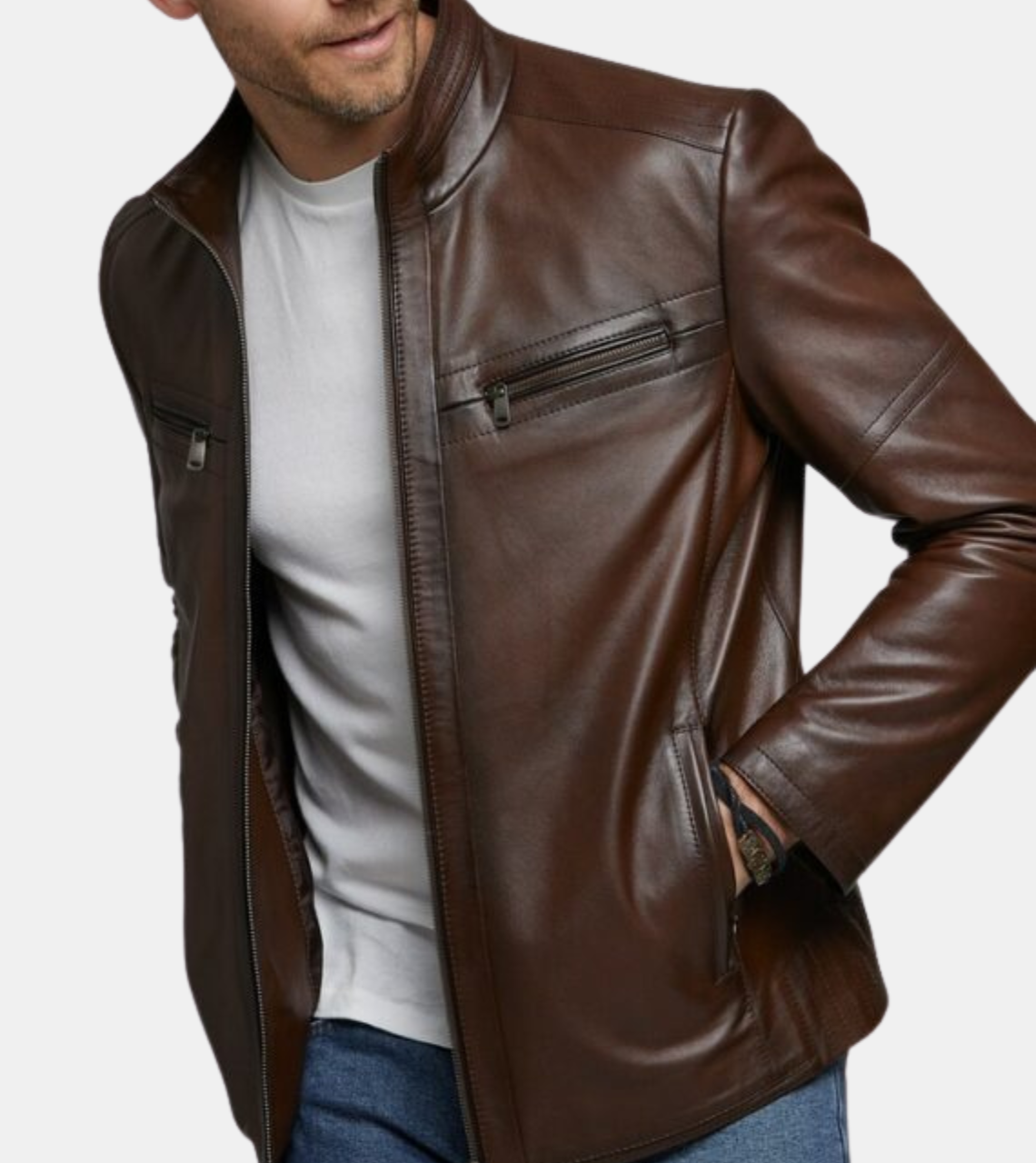  Men's Brown Leather Jacket 