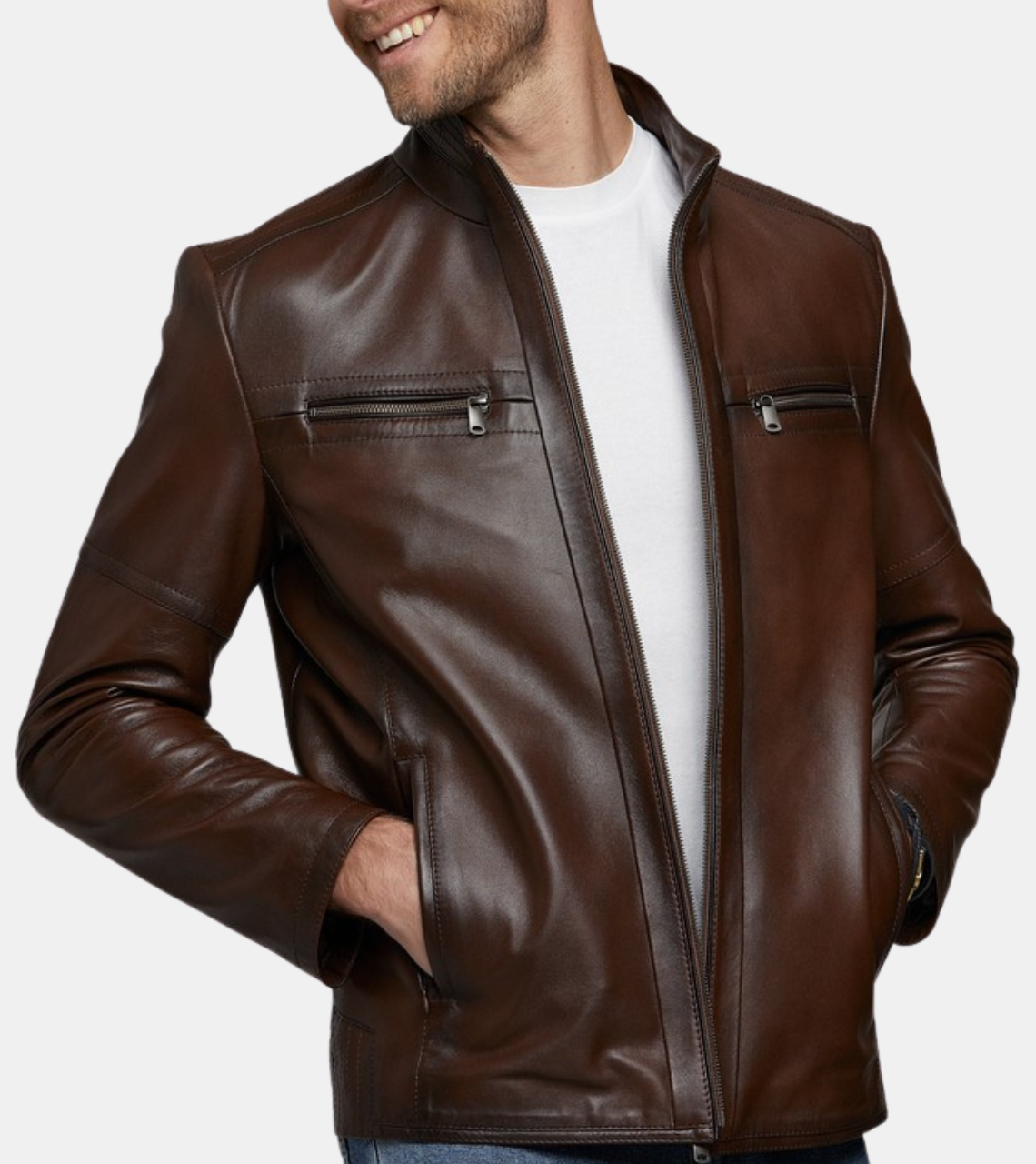  Wallace Brown Leather Jacket For Men's