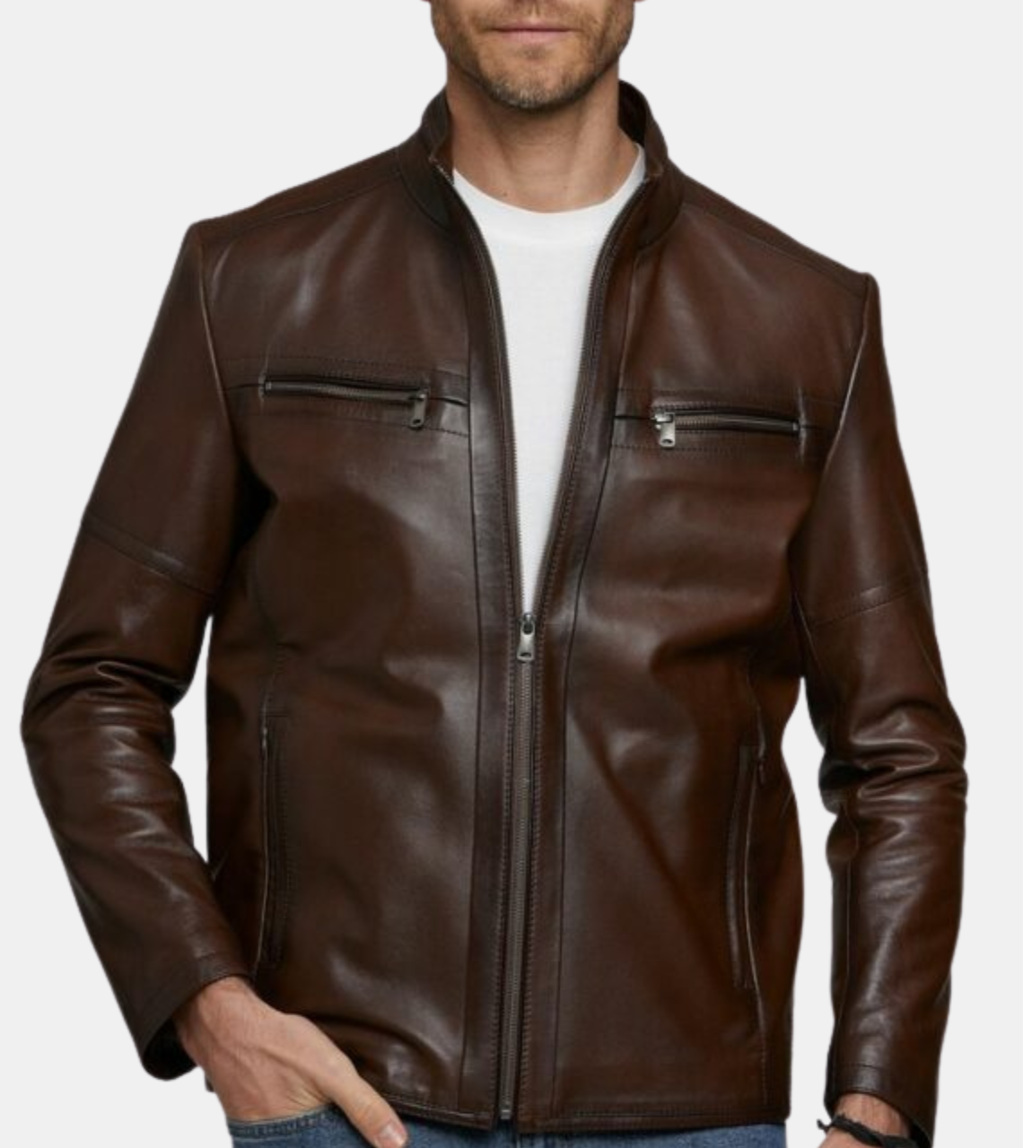  Wallace Men's Brown Leather Jacket 