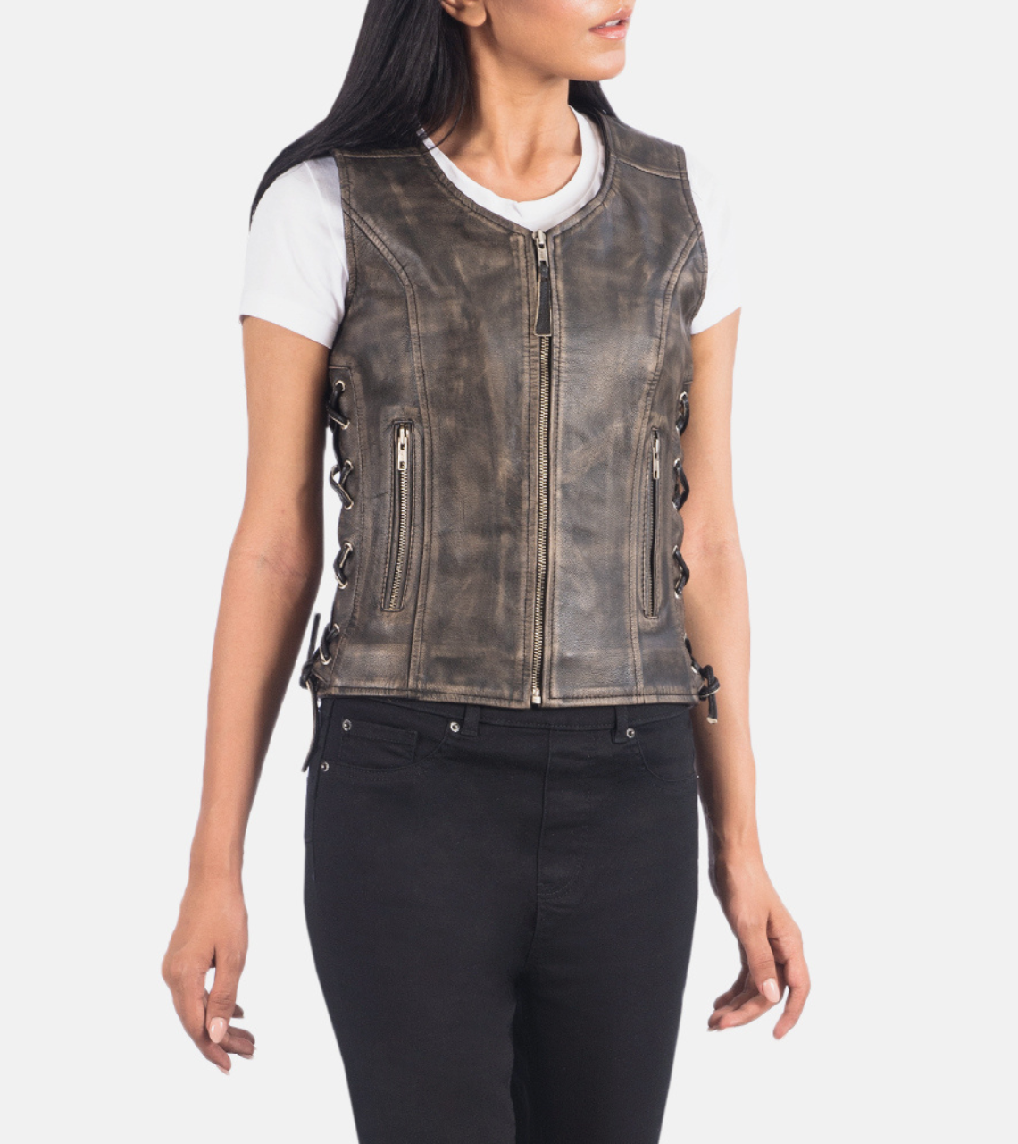  Brown Distressed Leather Vest