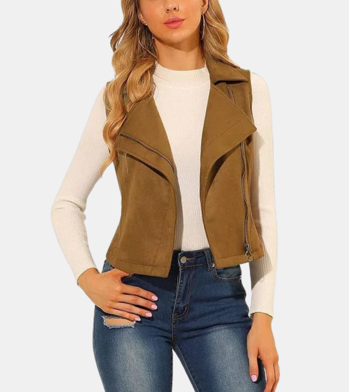 Quincy Women's Brown Suede Leather Vest