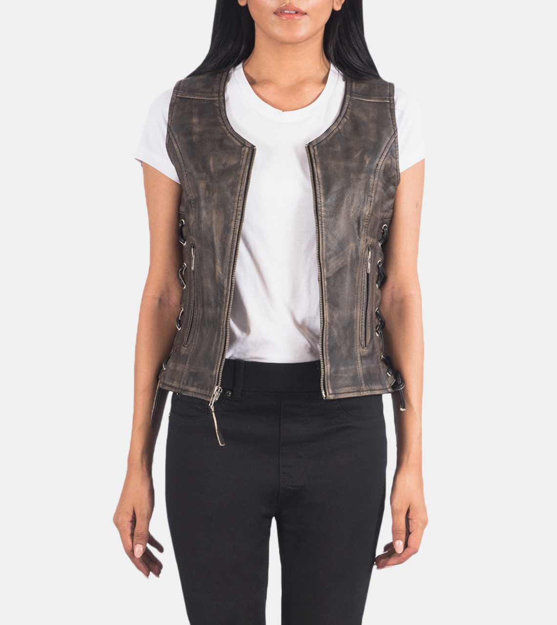 Marjerie Women's Brown Distressed Leather Vest