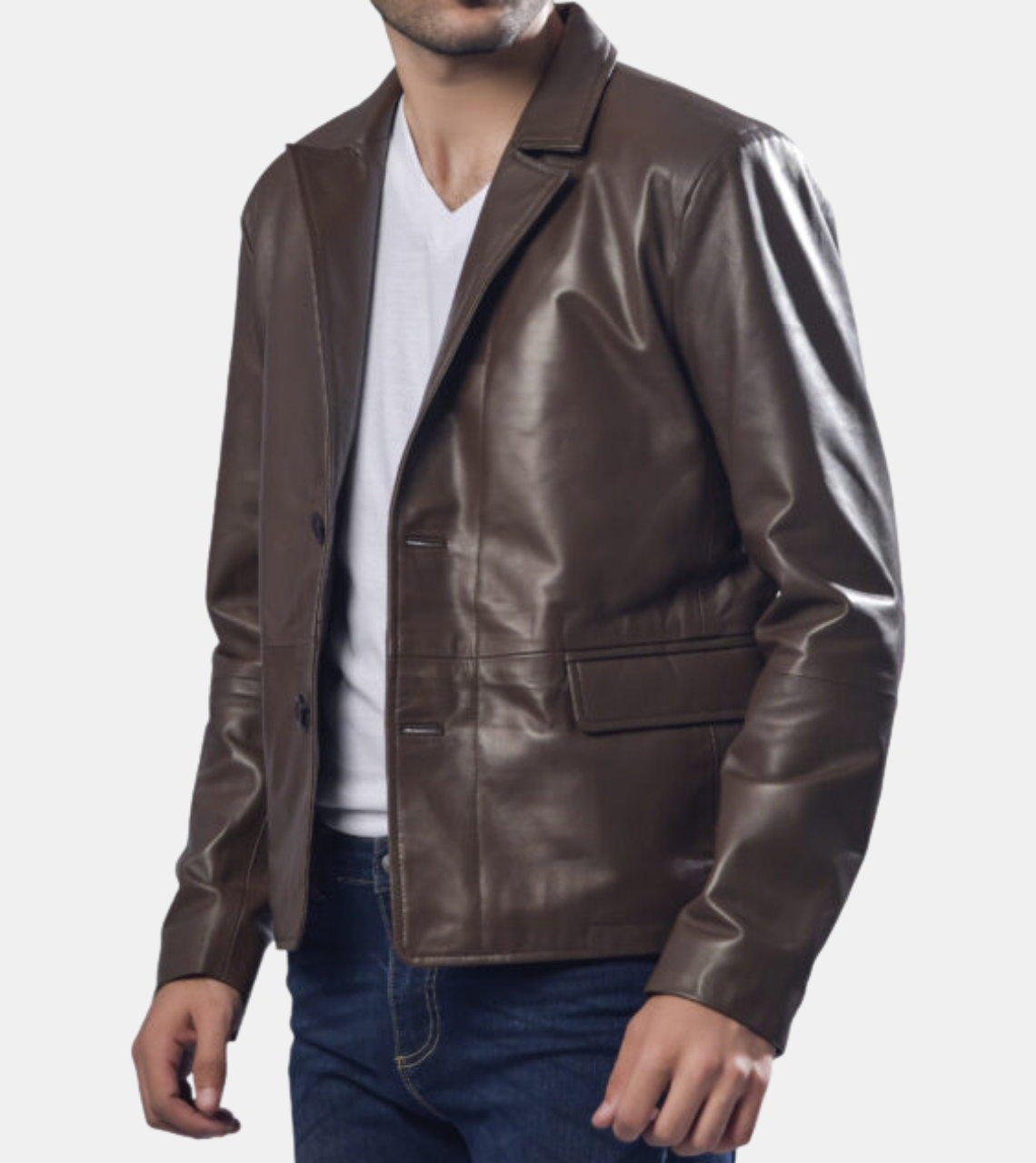 Preston Men's Chestnut Brown Leather Blazer