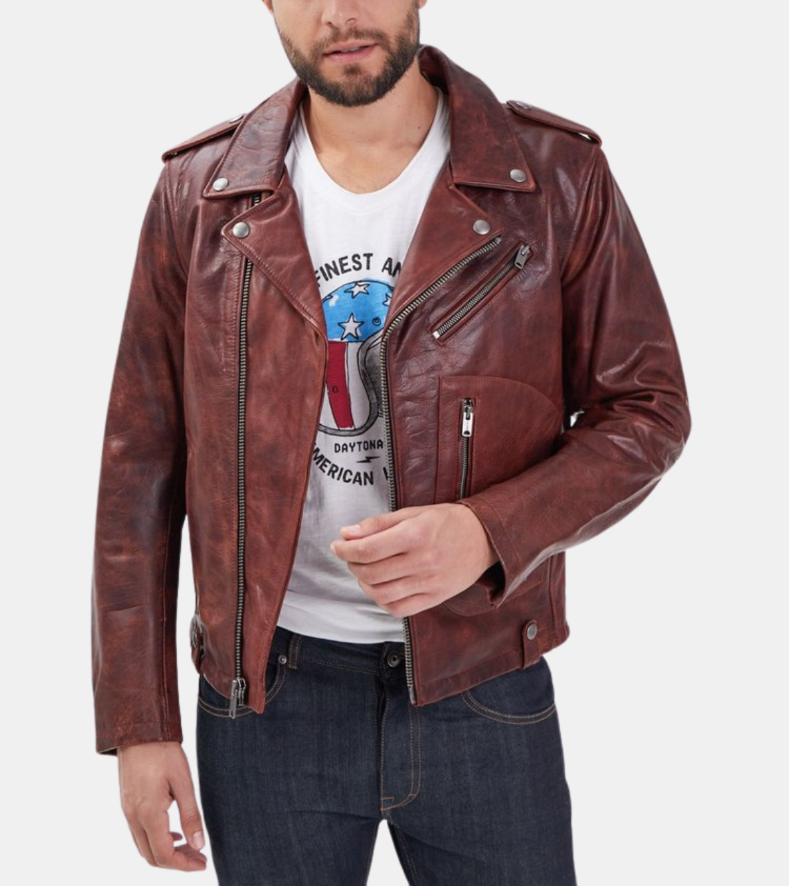 Blanche Men's Brown Biker's Leather Jacket