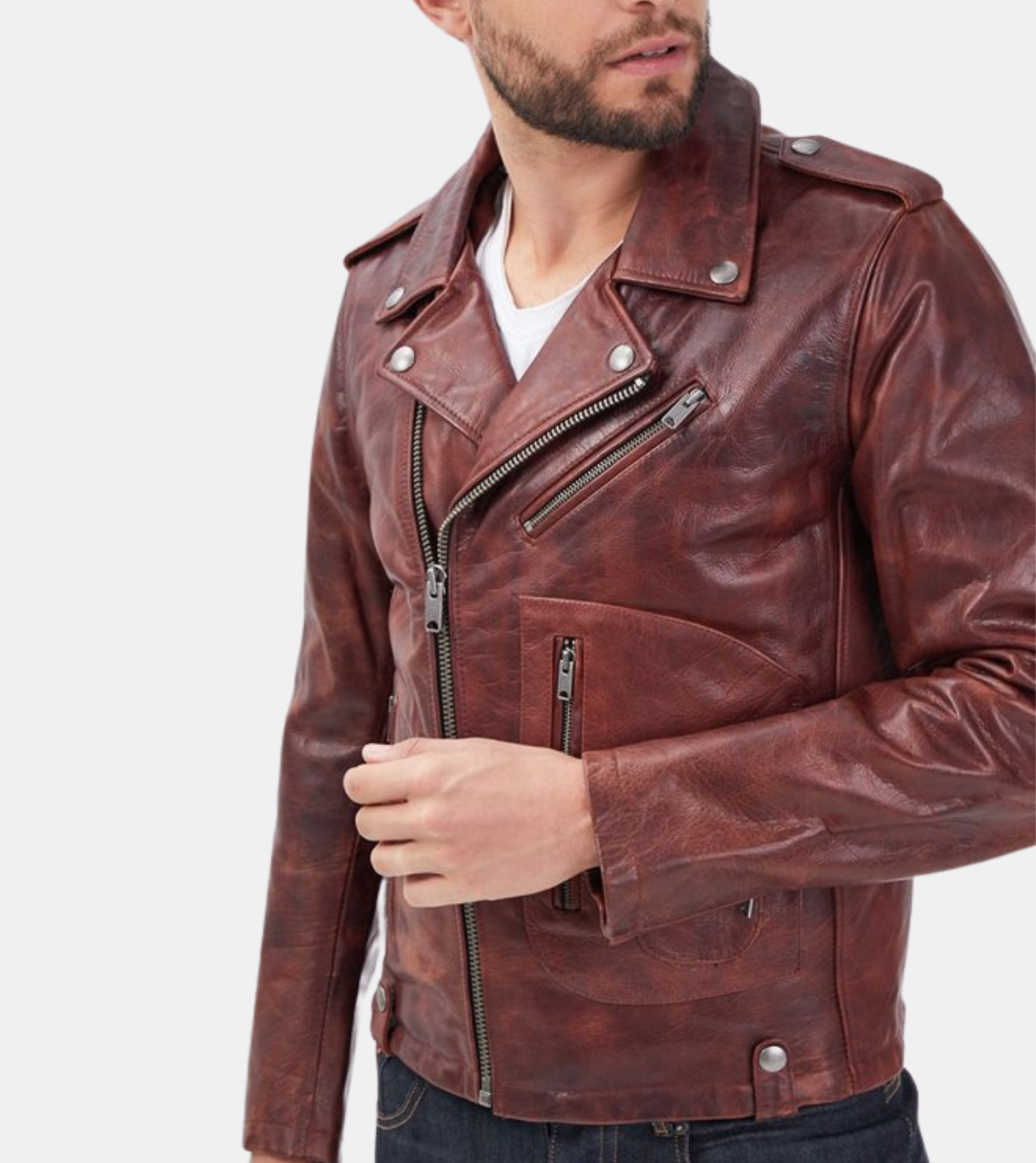 Blanche Men's Brown Biker's Leather Jacket