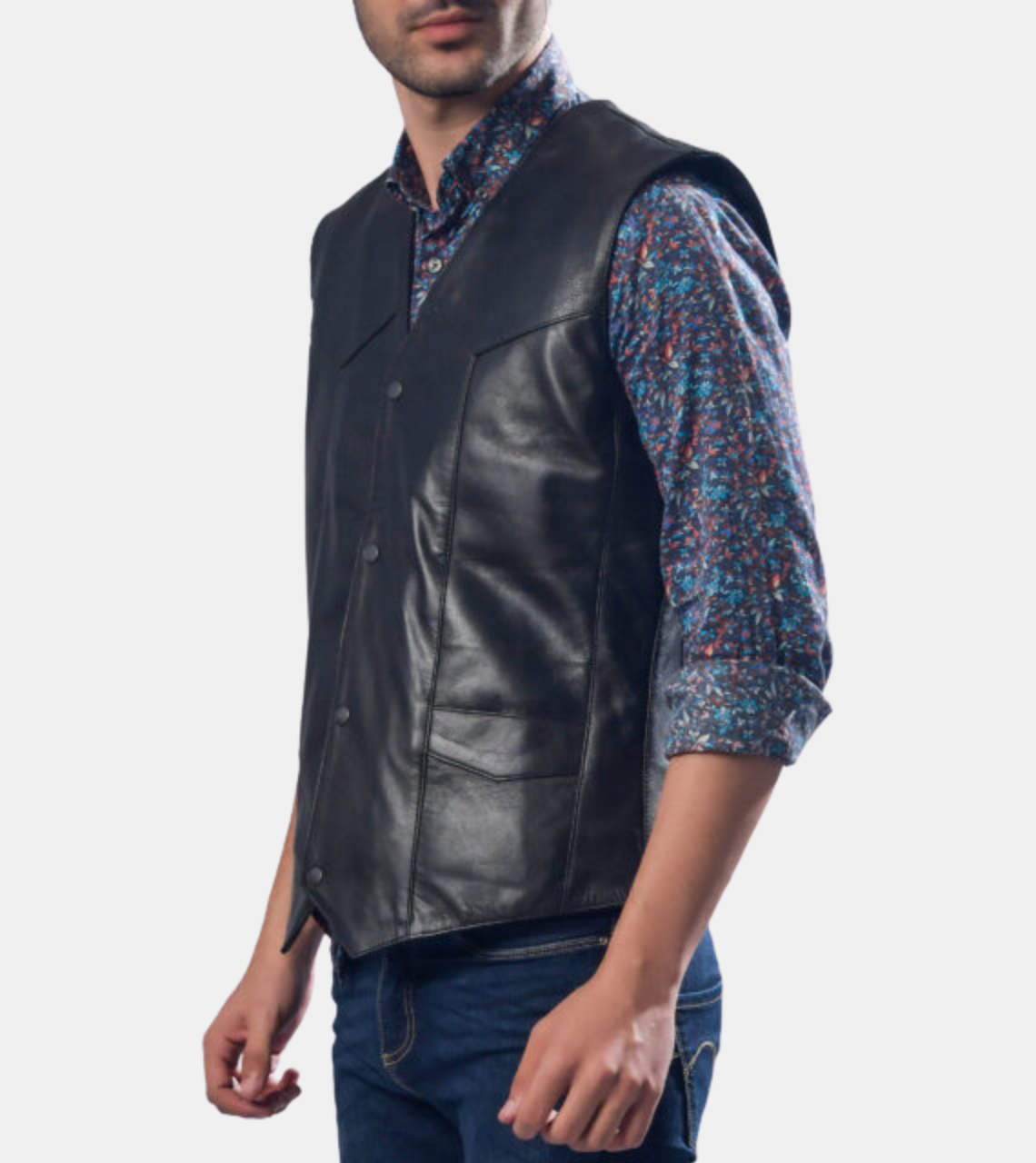  Marcel Black Leather Vest For Men's