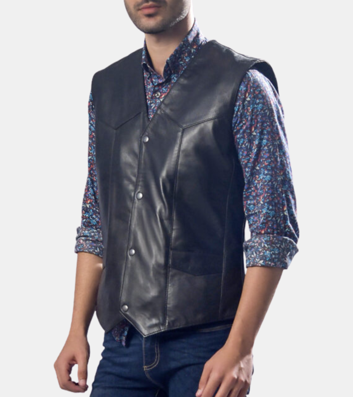 Men's Black Leather Vest 