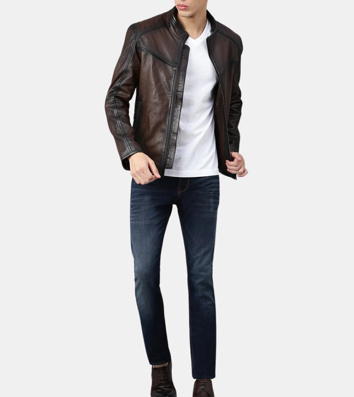 Melvin Men's Dusky Brown Leather Jacket