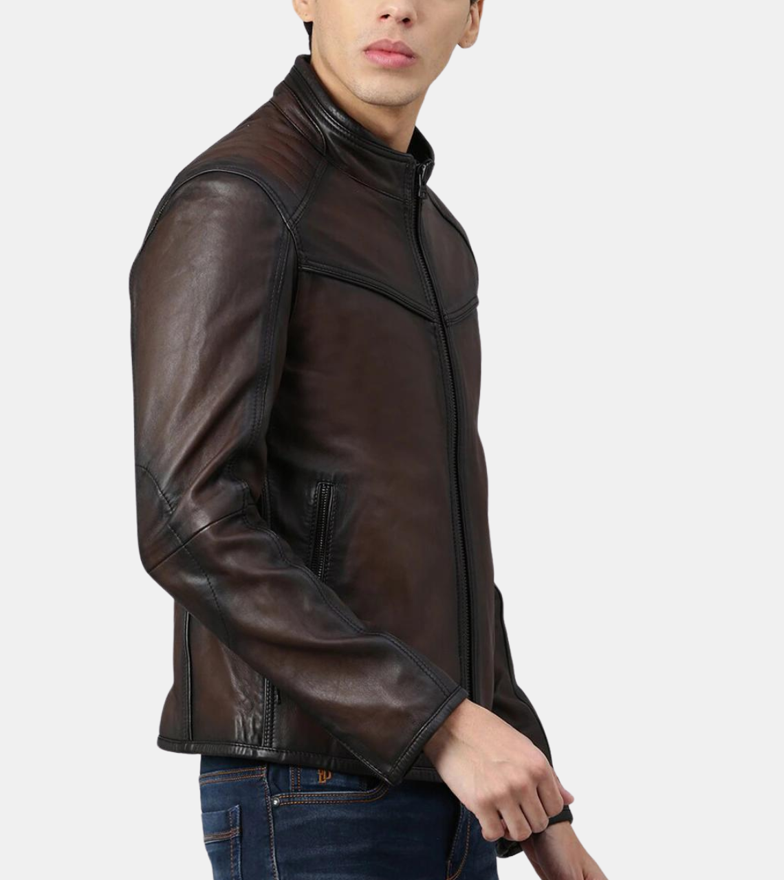 Melvin Men's Dusky Brown Leather Jacket