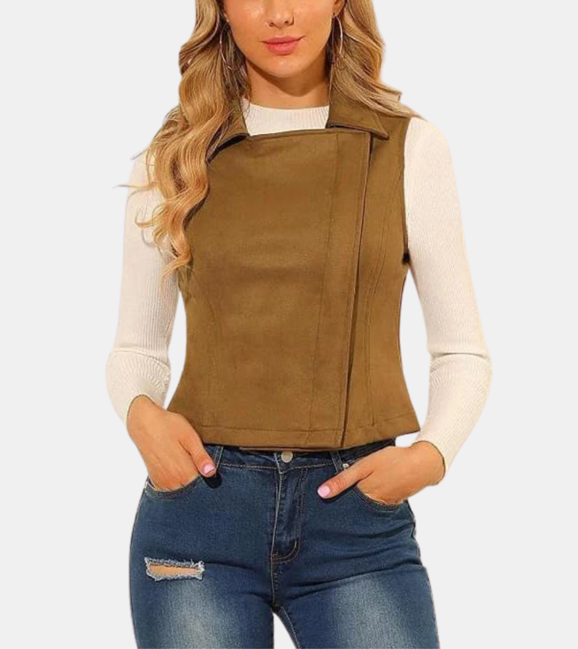 Women's Brown Suede Leather Vest