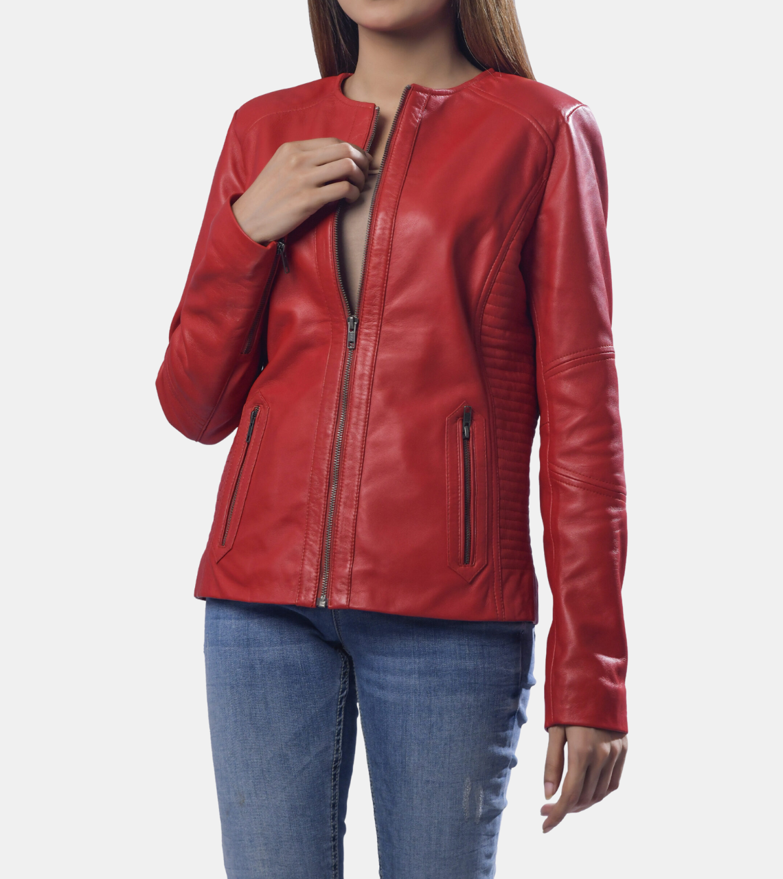 Jude Women's Plum Red Leather Jacket