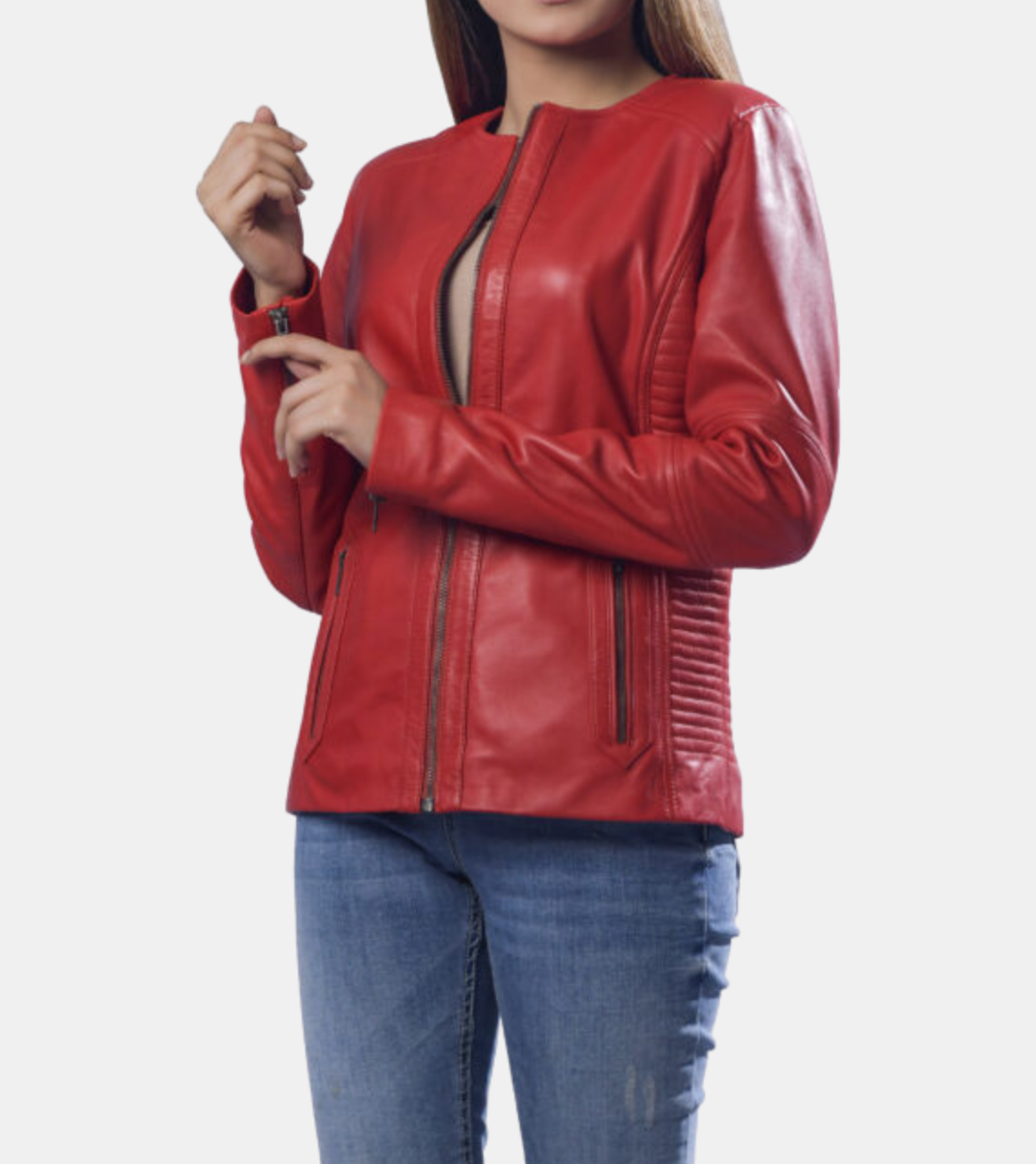 Jude Women's Plum Red Leather Jacket