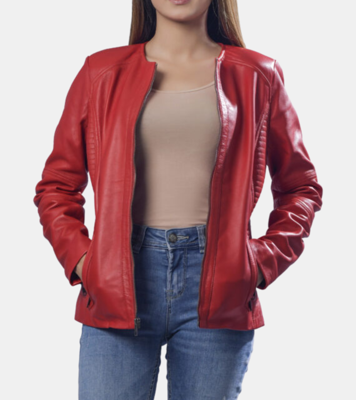 Jude Women's Plum Red Leather Jacket