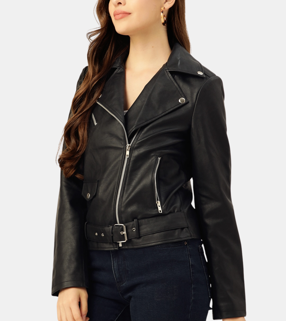 Sylvia Women's Black Biker Leather Jacket