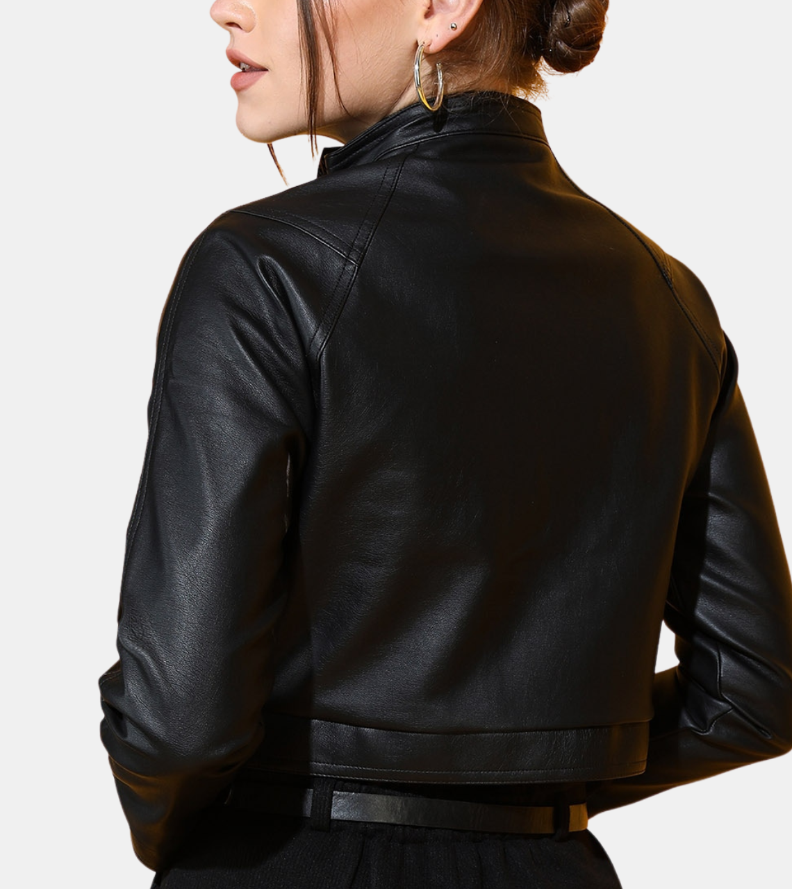 Maven Women's Black Cropped Leather Jacket