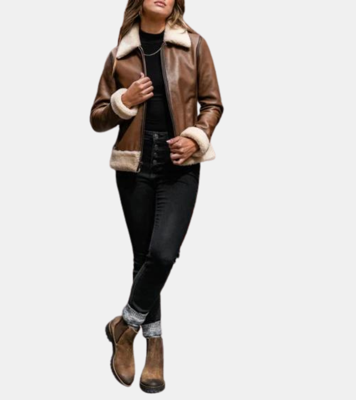 Beckett Women's Brown Shearling Leather Jacket