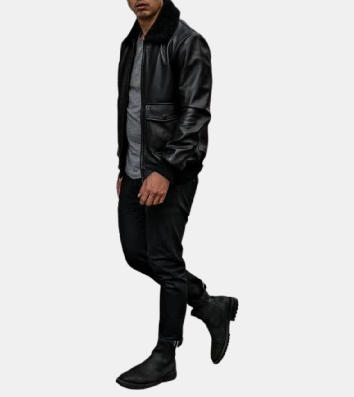  Black Bomber Leather Jacket