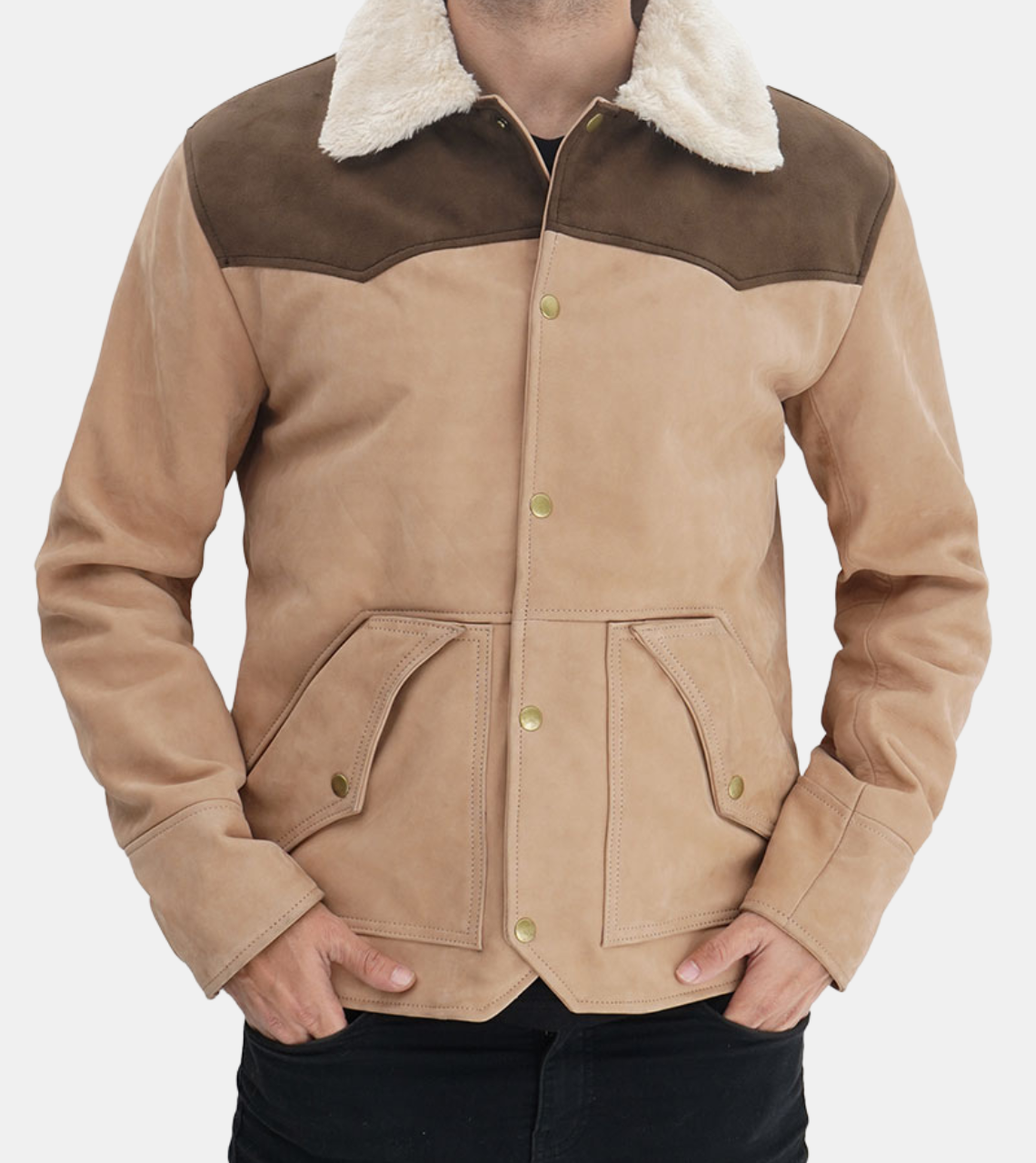 Crusoe Men's Suede Beige Leather Jacket