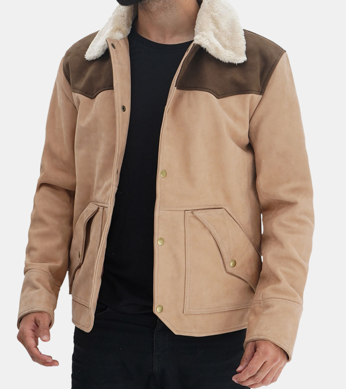 Crusoe Men's Suede Beige Leather Jacket