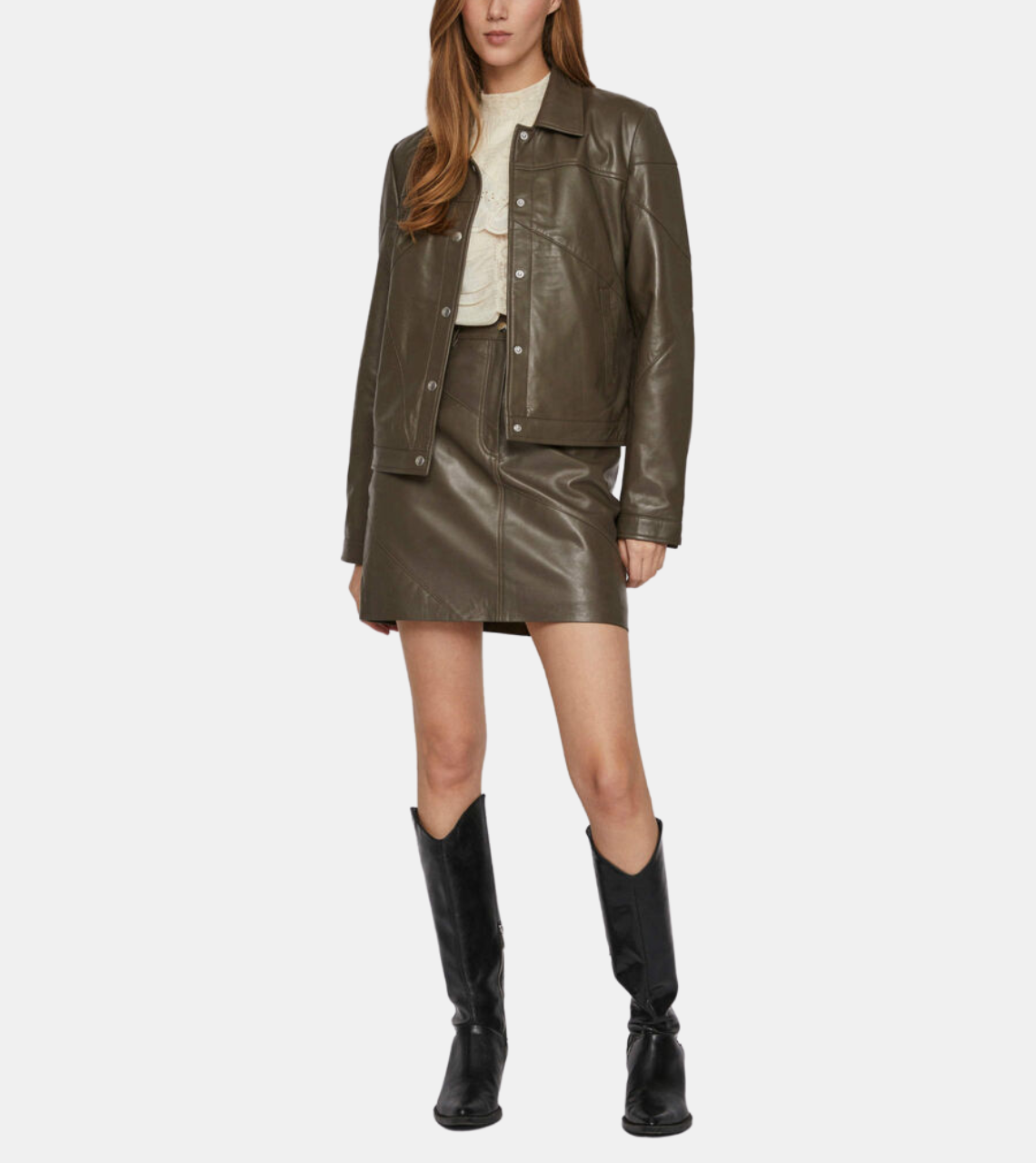  Women's Olive Green Leather Jacket