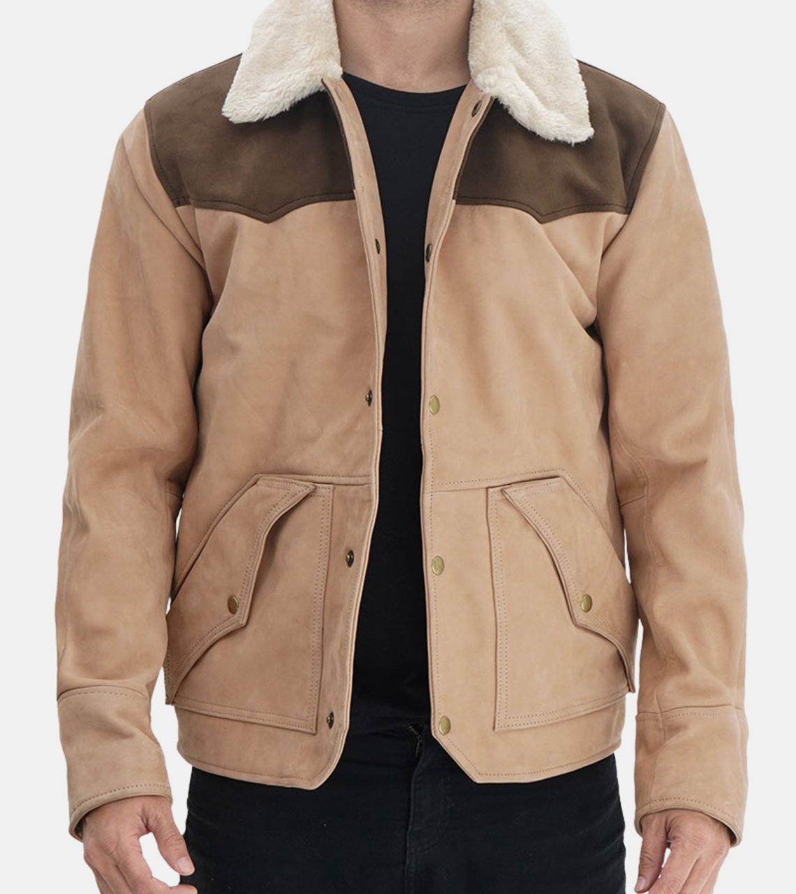 Crusoe Men's Suede Beige Leather Jacket