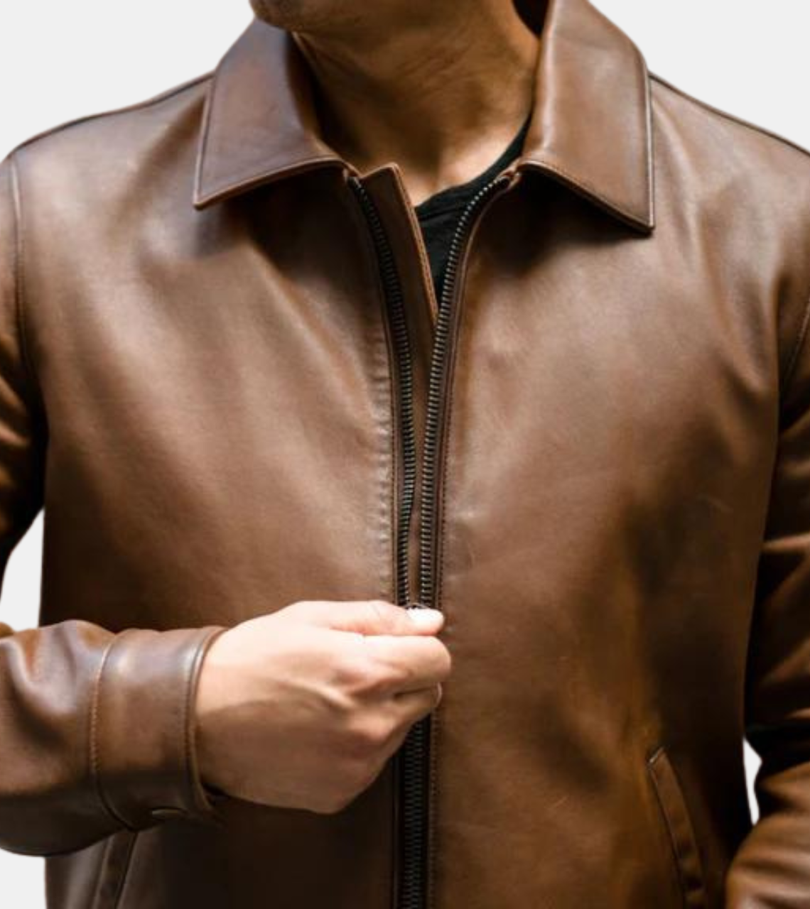 Folant Men's Brown Leather Jacket