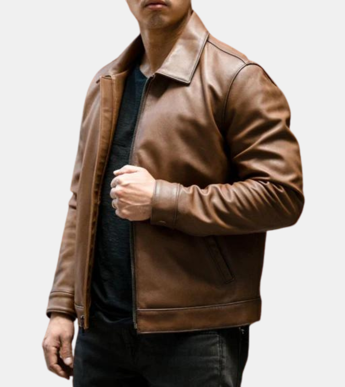 Folant Men's Brown Leather Jacket