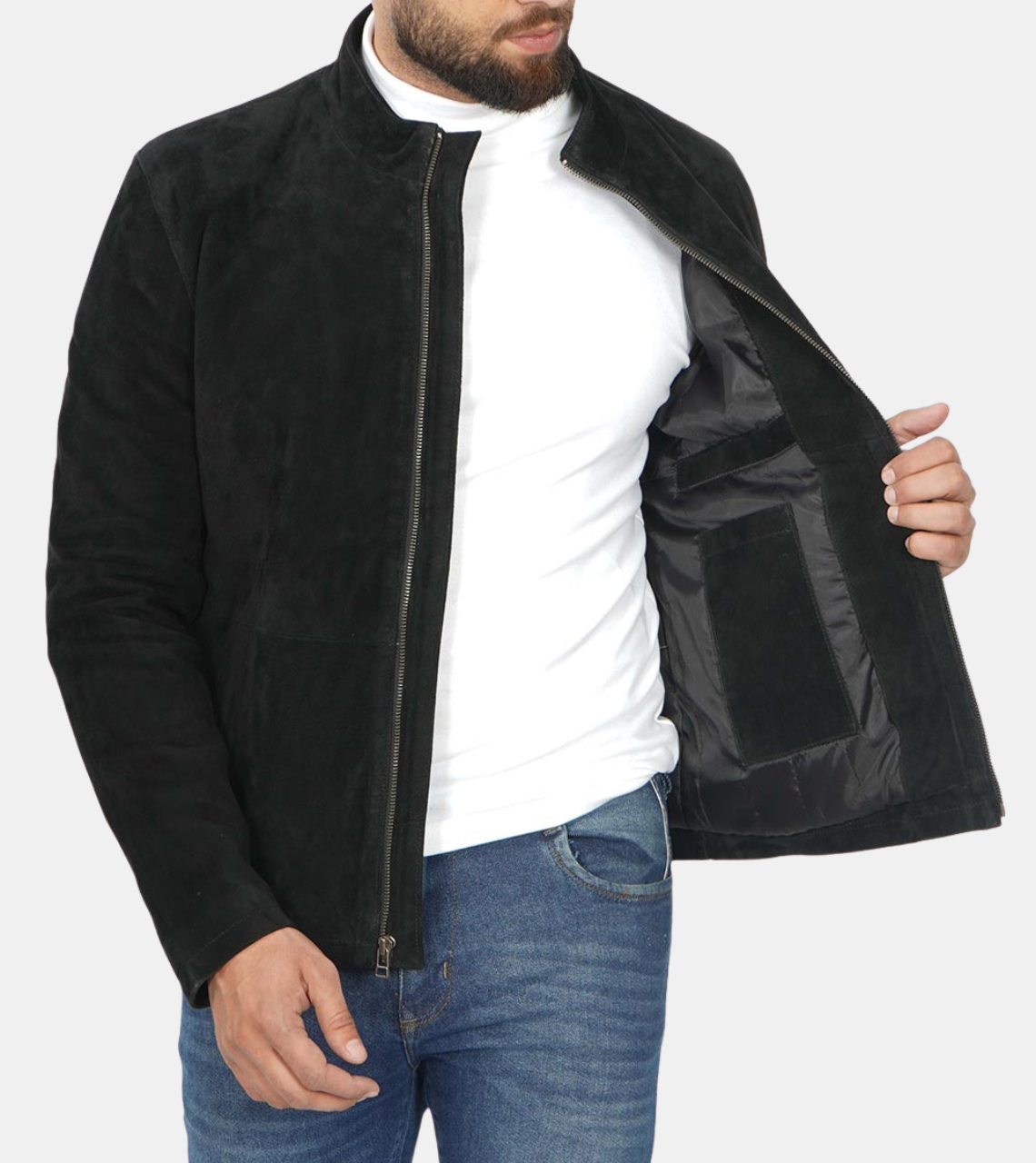 Ruslan Men's Black Suede Leather Jacket